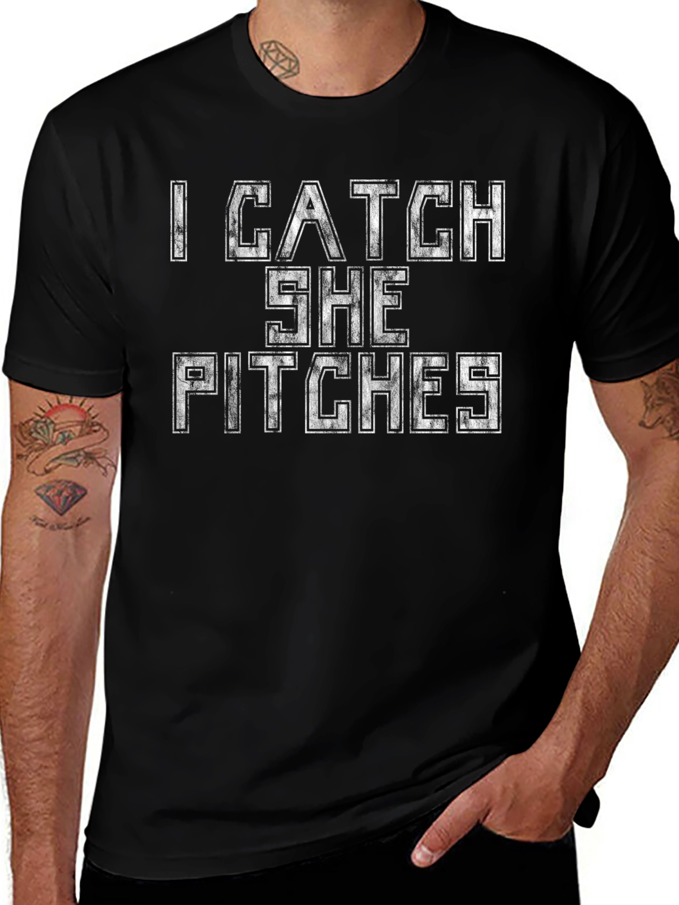 I Catch She Pitches Graphic T-Shirt