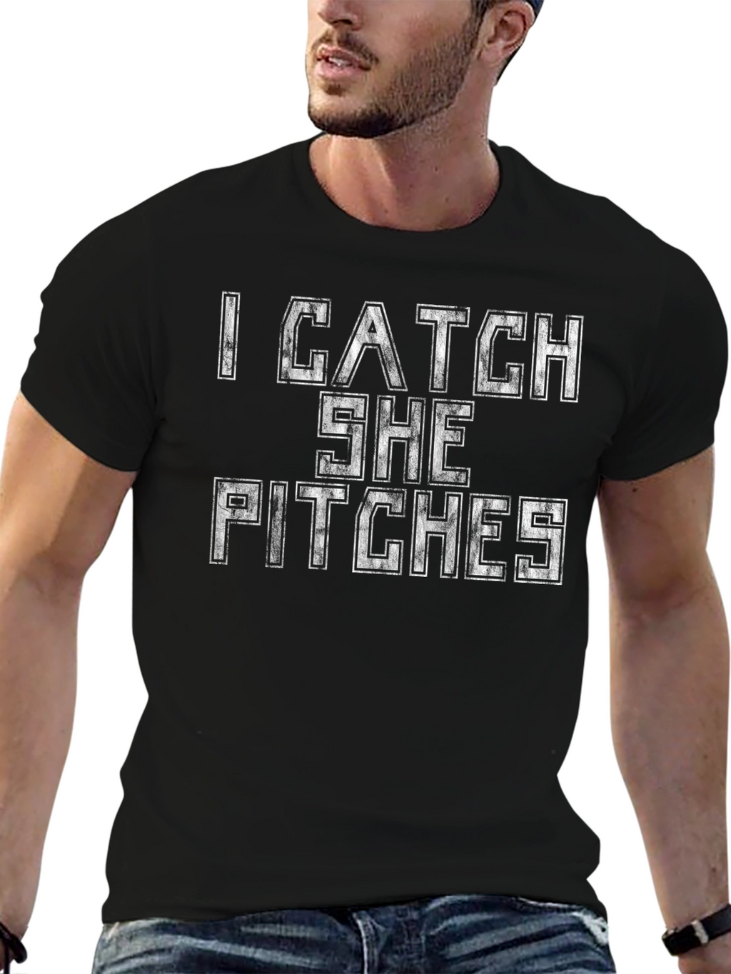 I Catch She Pitches Graphic T-Shirt