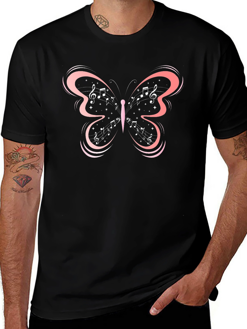 Music Note Butterfly Graphic Tee