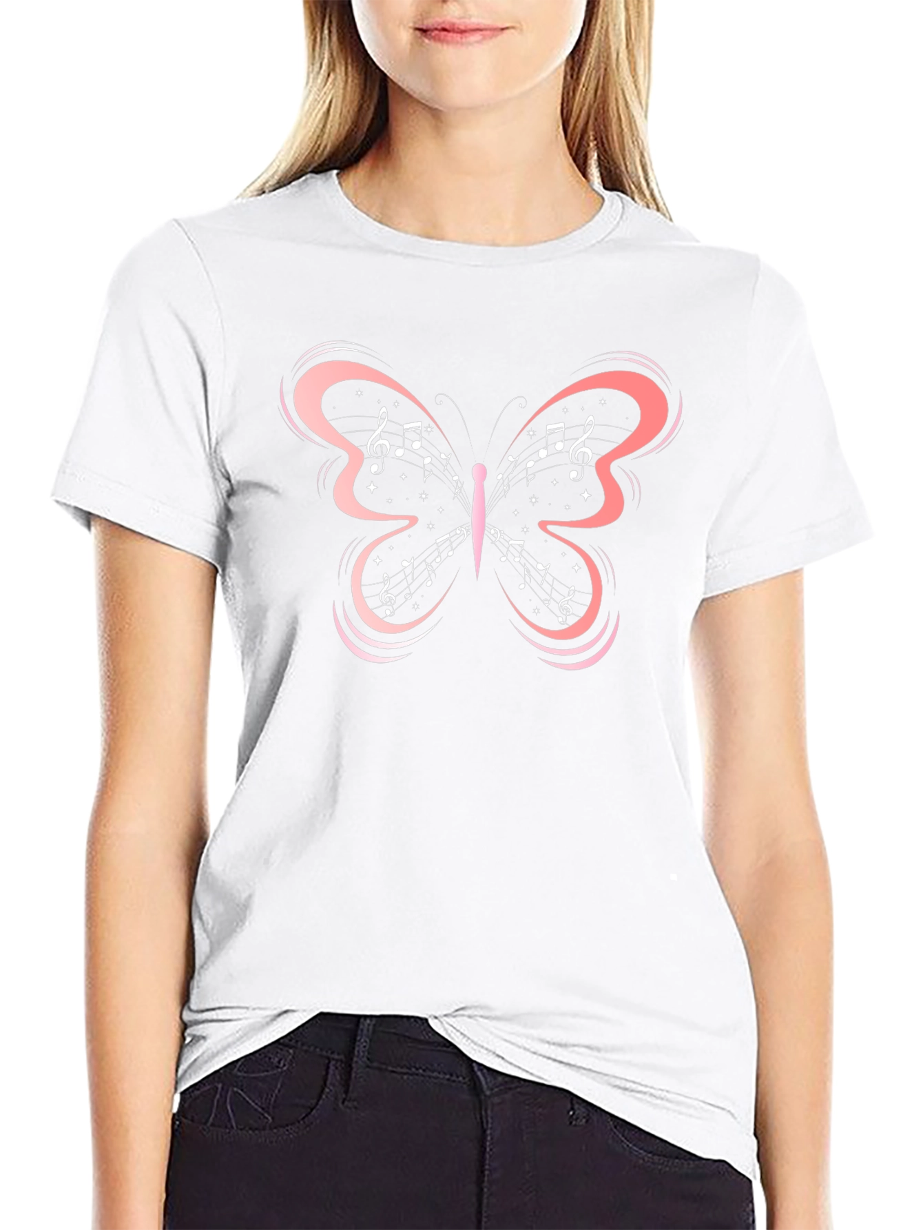 Music Note Butterfly Graphic Tee