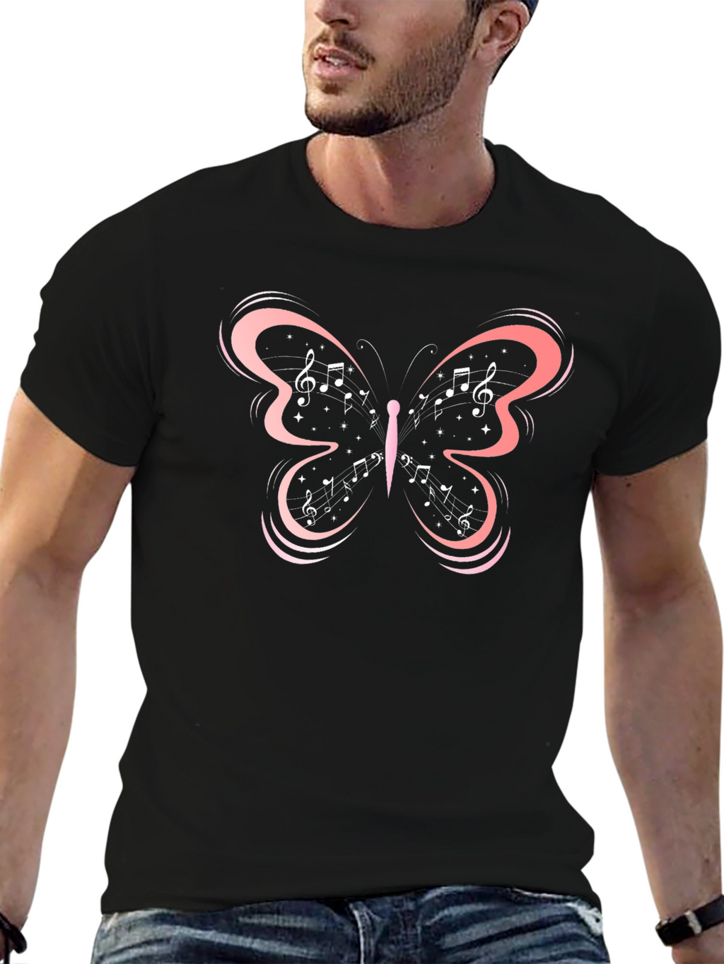 Music Note Butterfly Graphic Tee