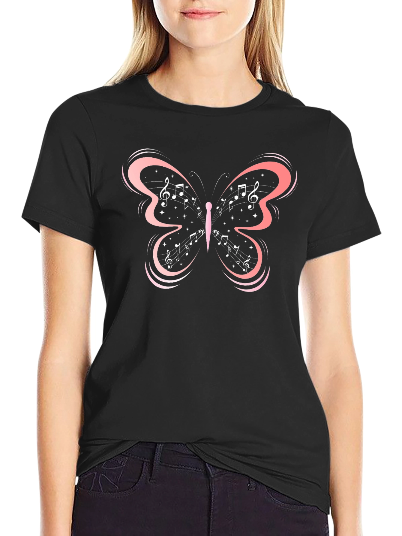 Music Note Butterfly Graphic Tee