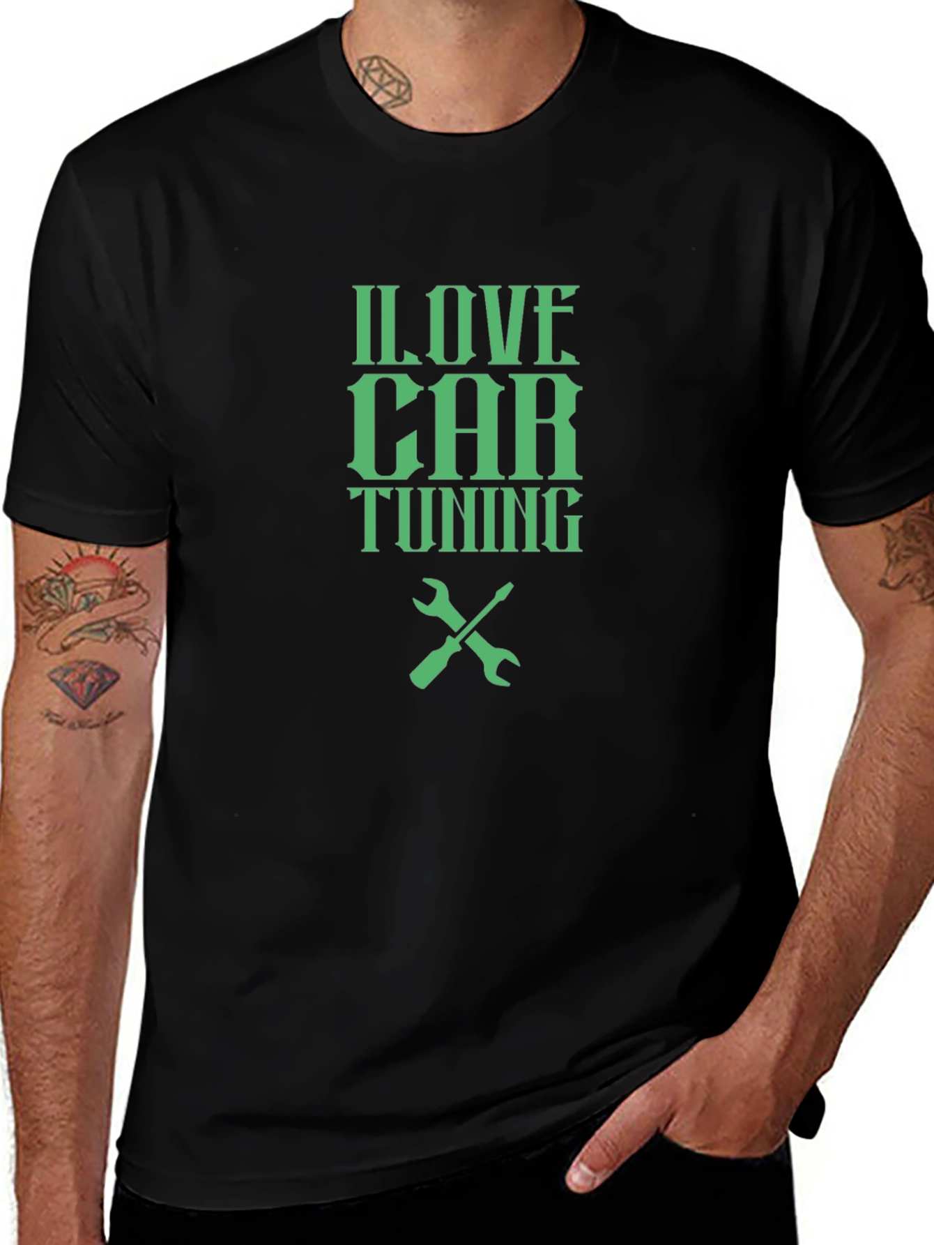 I Love Car Tuning T-Shirt - Black Crew Neck