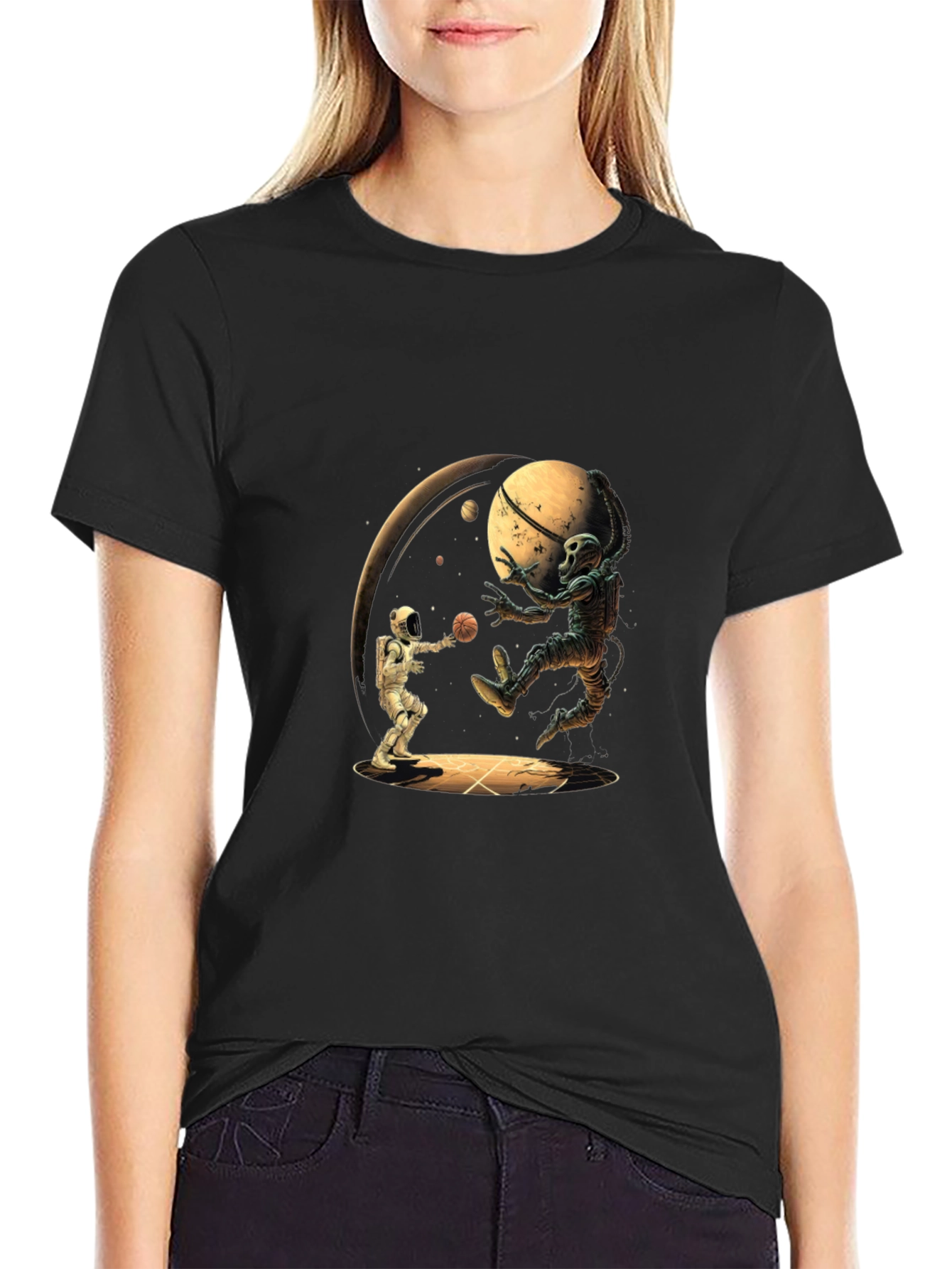Astronaut Basketball Graphic Tee - Cool Space Design