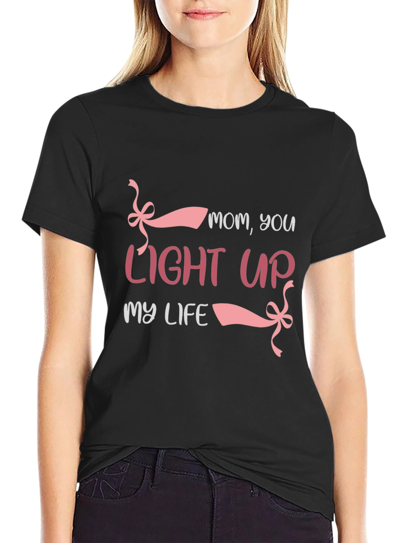 Mom You Light Up My Life Black T-Shirt