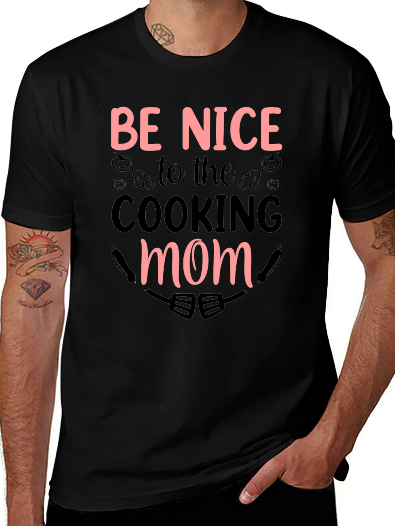 Be Nice to the Cooking Mom Black T-Shirt