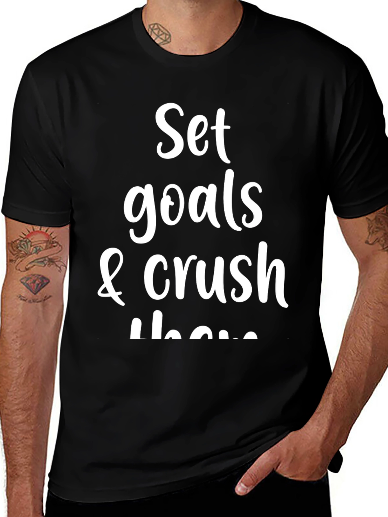 Motivational Set Goals & Crush Them Black T-Shirt