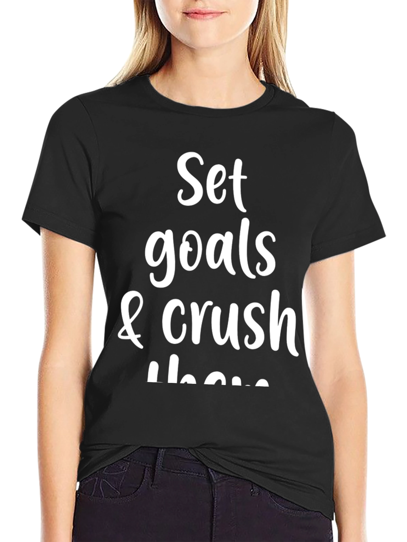 Motivational Set Goals & Crush Them Black T-Shirt