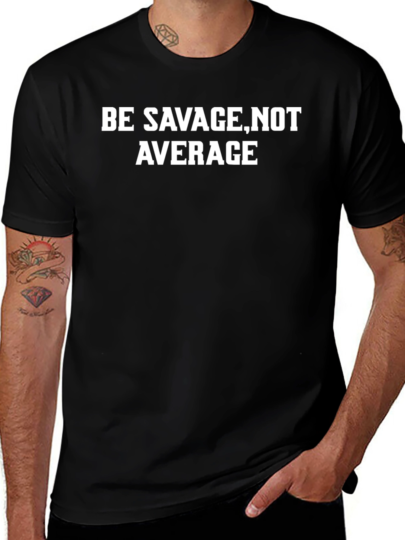 Be Savage Not Average Black Graphic Tee