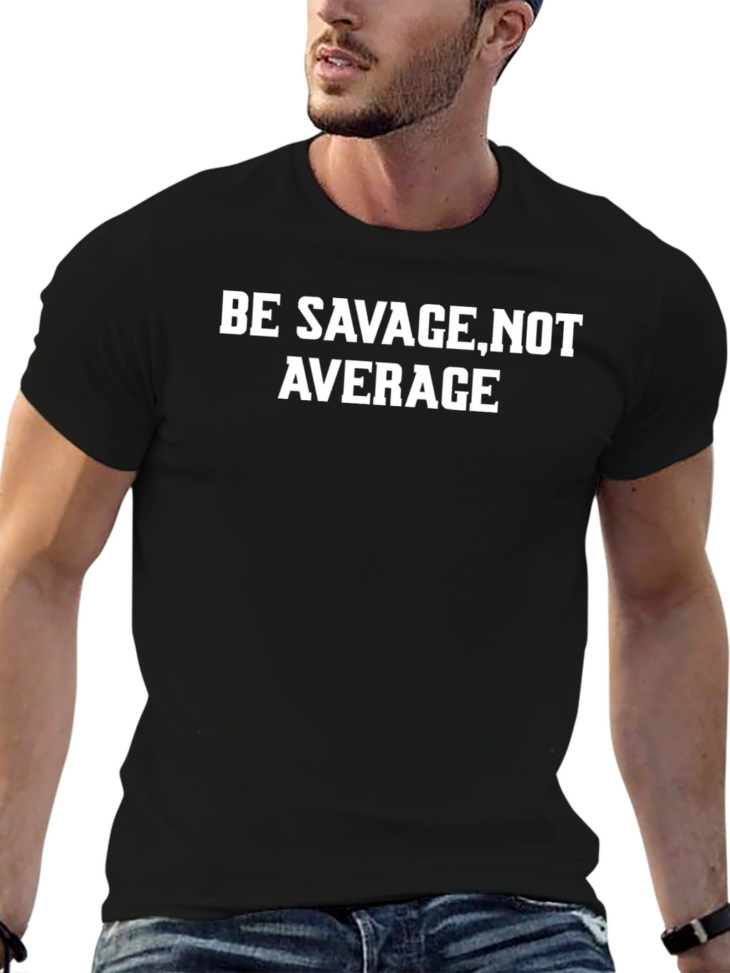 Be Savage Not Average Black Graphic Tee