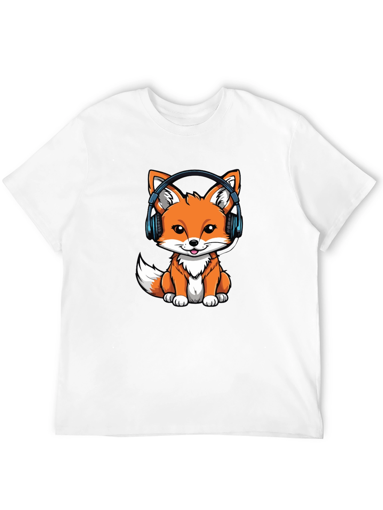 Cute Fox with Headphones Graphic Tee