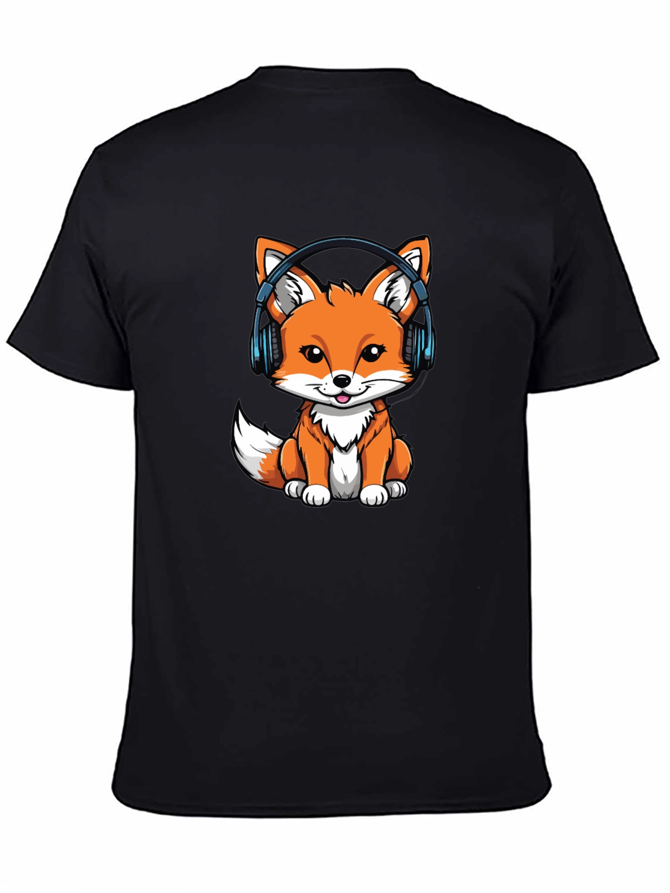Cute Fox with Headphones Graphic Tee