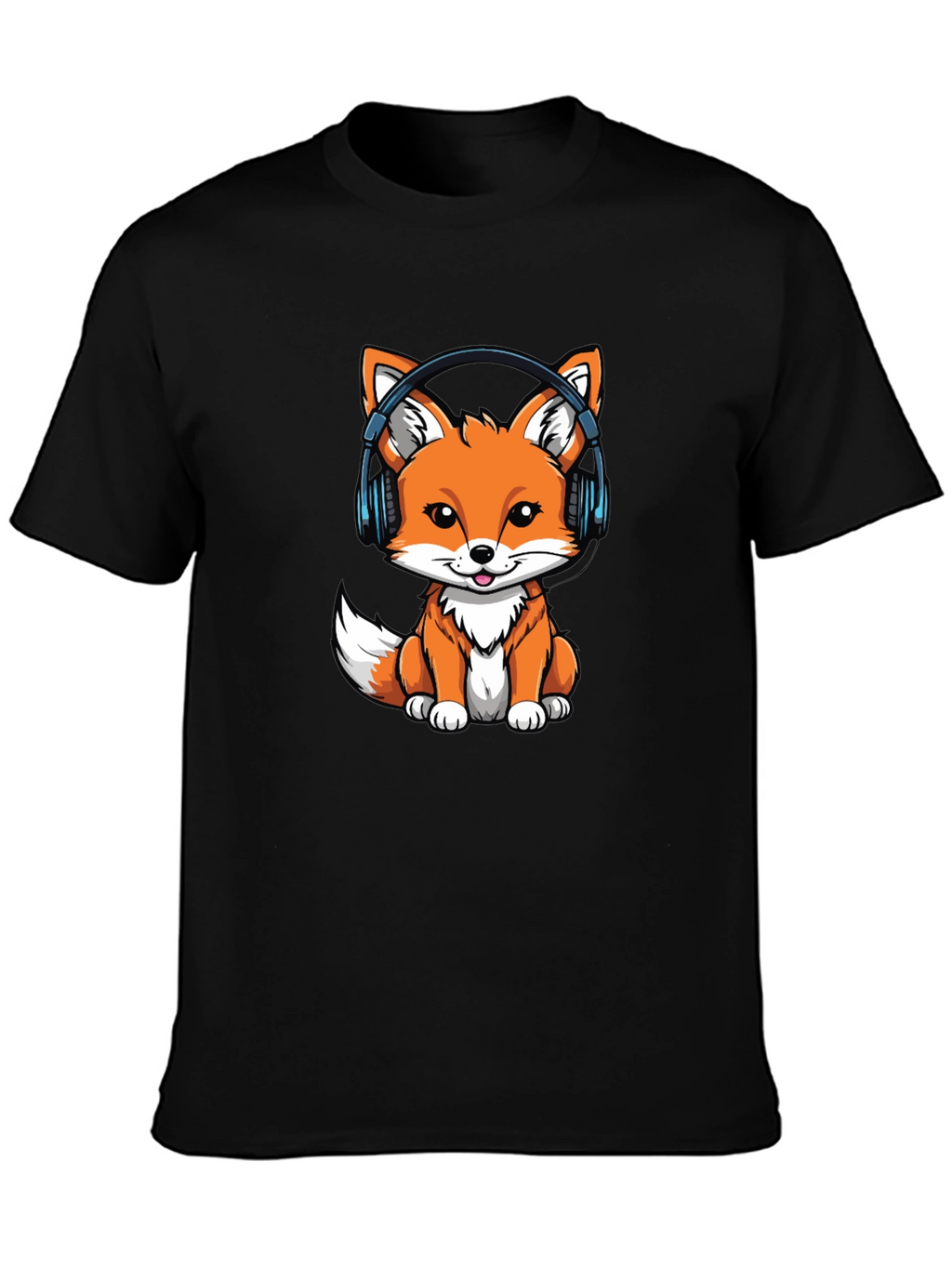 Cute Fox with Headphones Graphic Tee