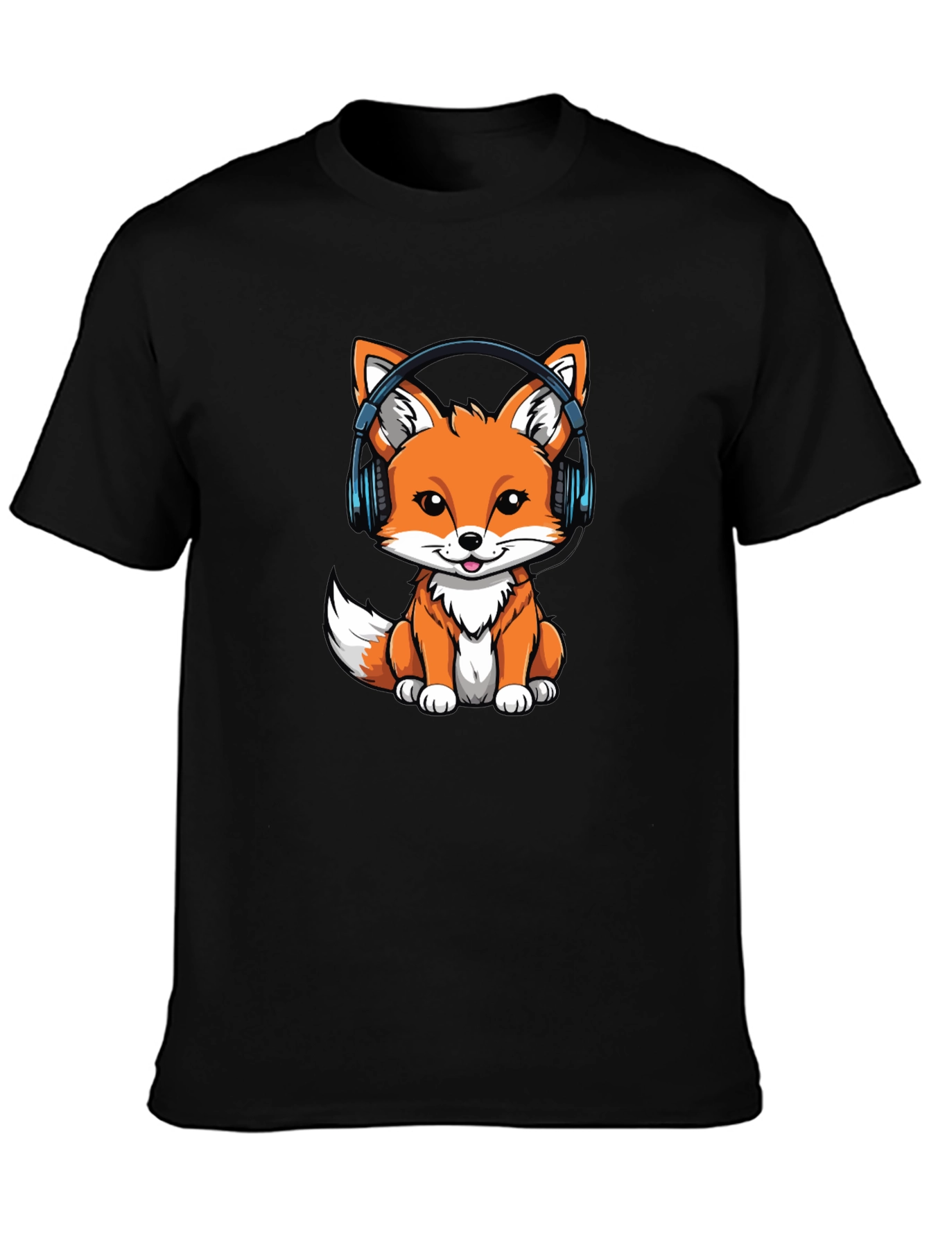 Cute Fox with Headphones Graphic Tee