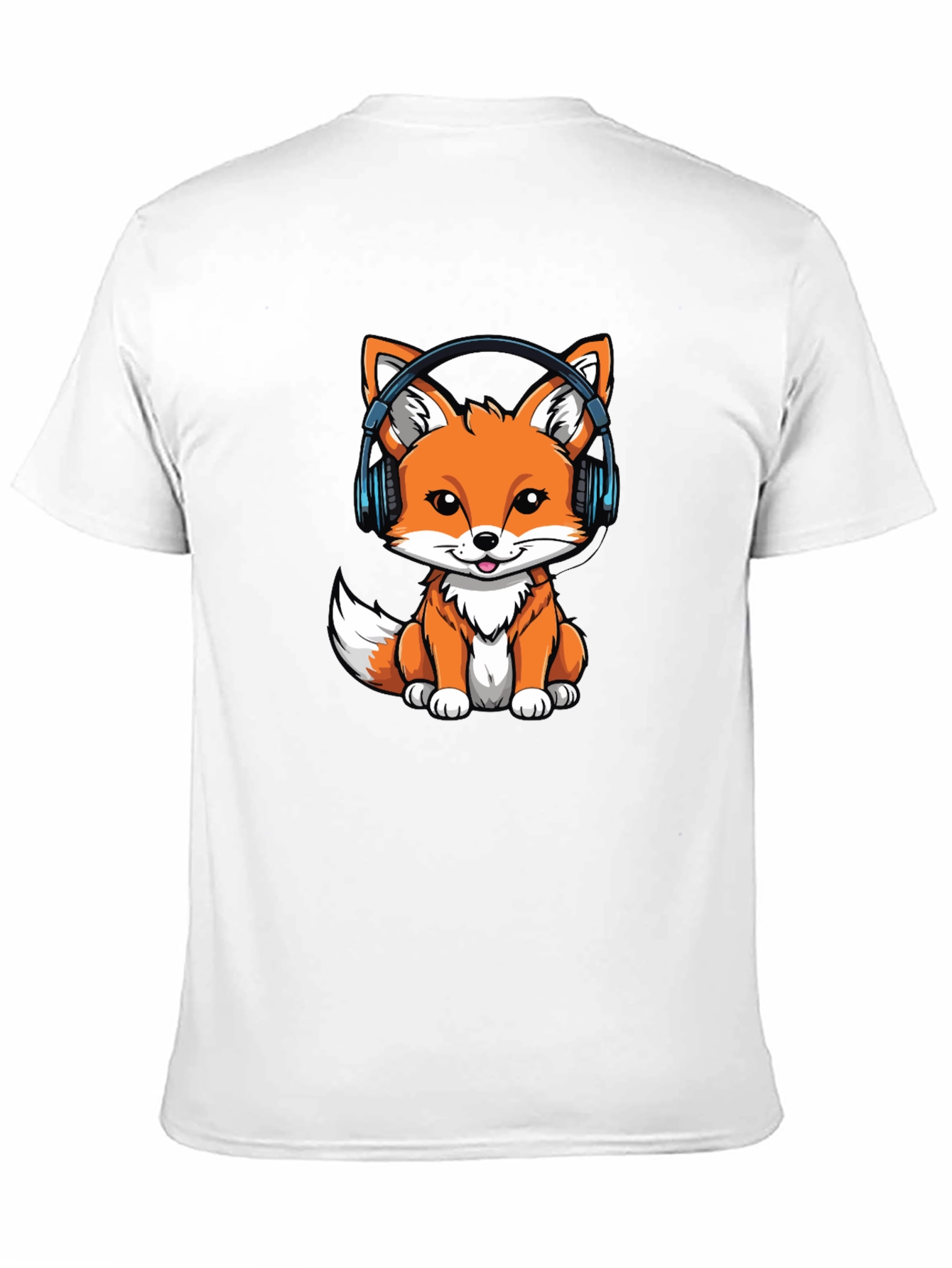 Cute Fox with Headphones Graphic Tee