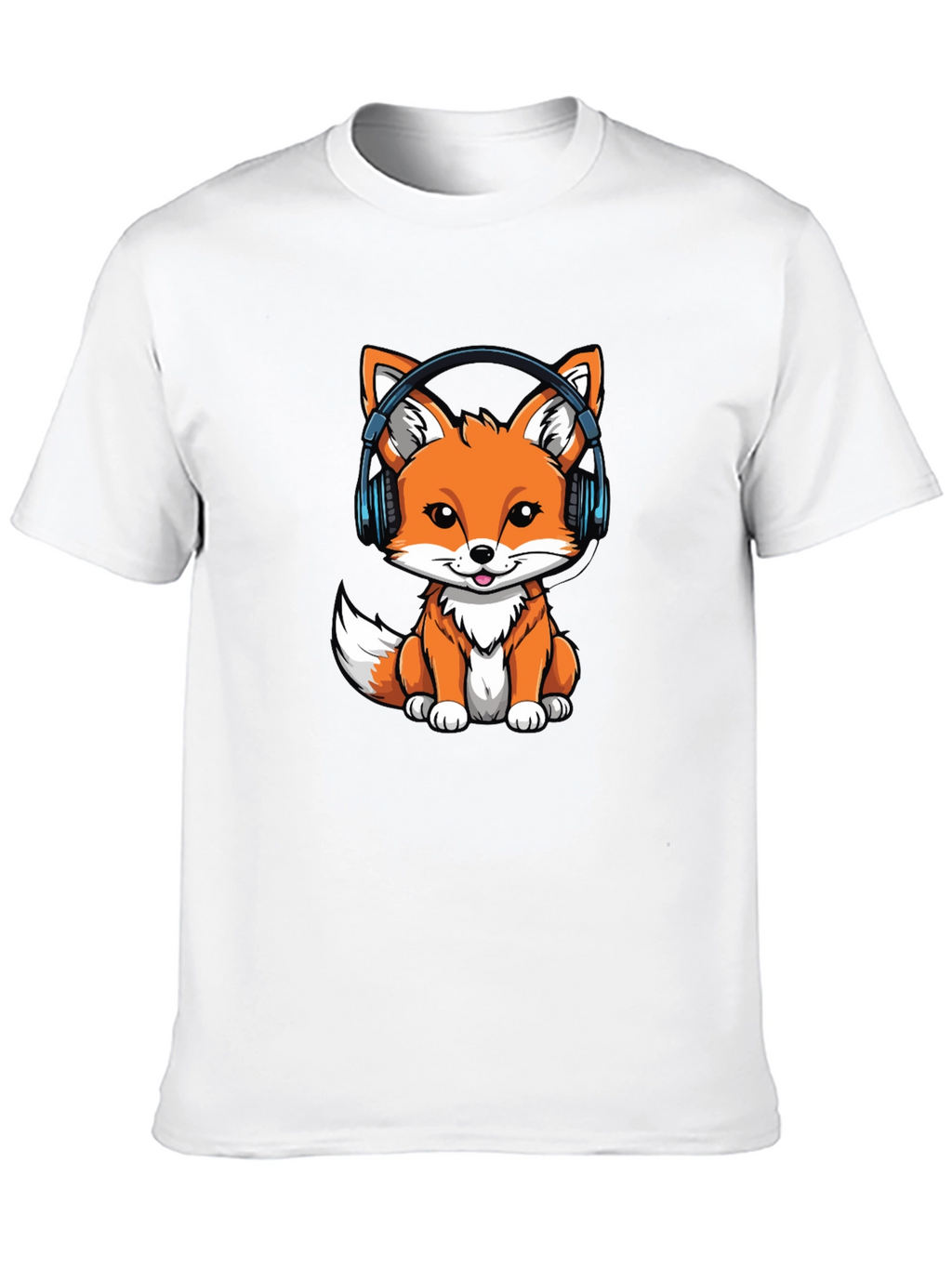 Cute Fox with Headphones Graphic Tee