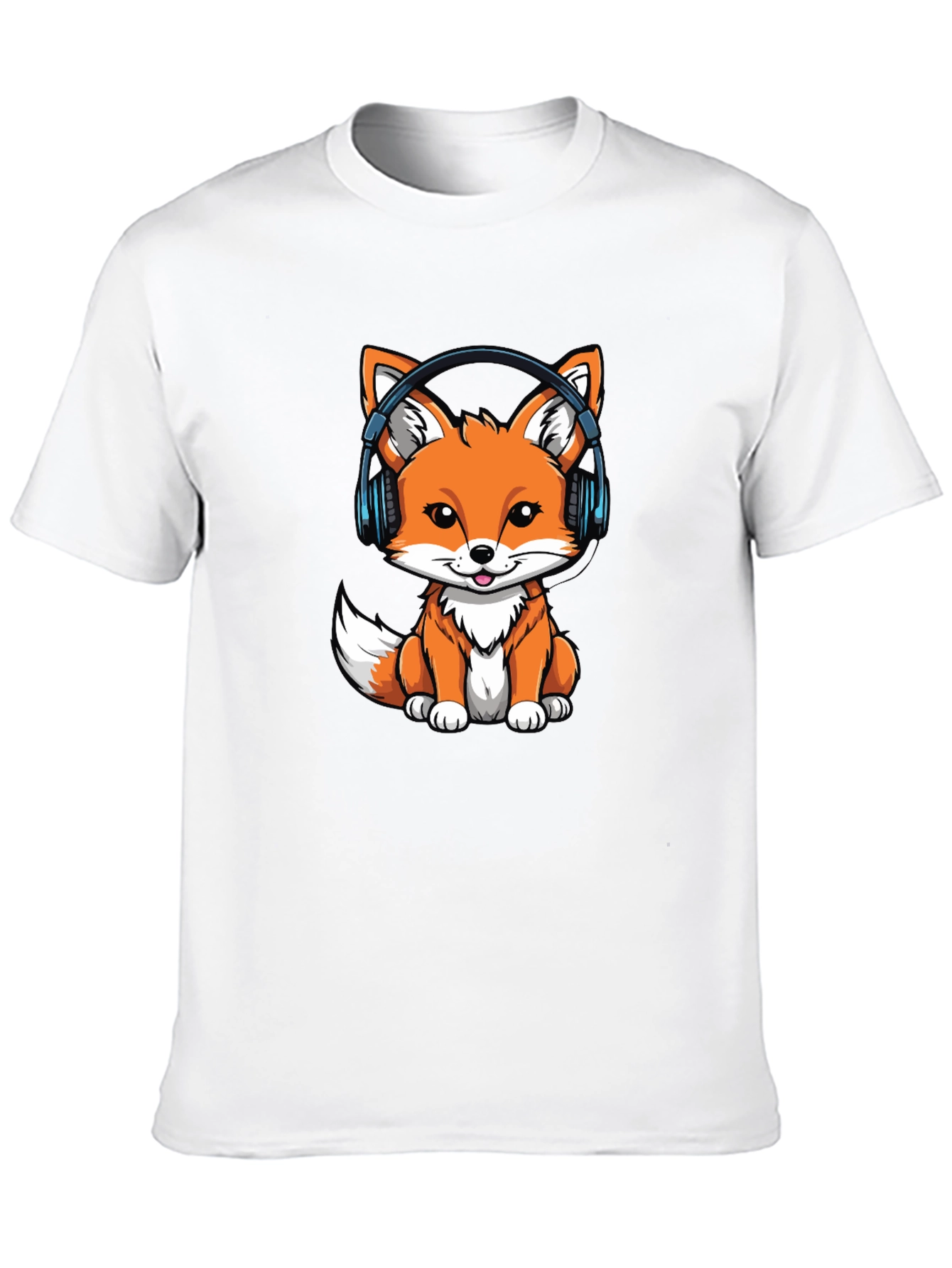 Cute Fox with Headphones Graphic Tee