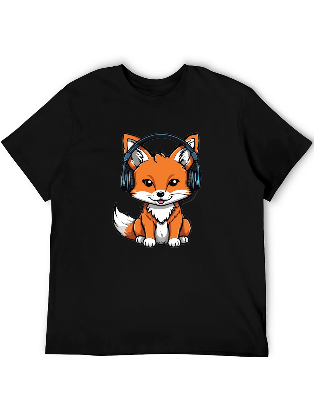 Cute Fox with Headphones Graphic Tee