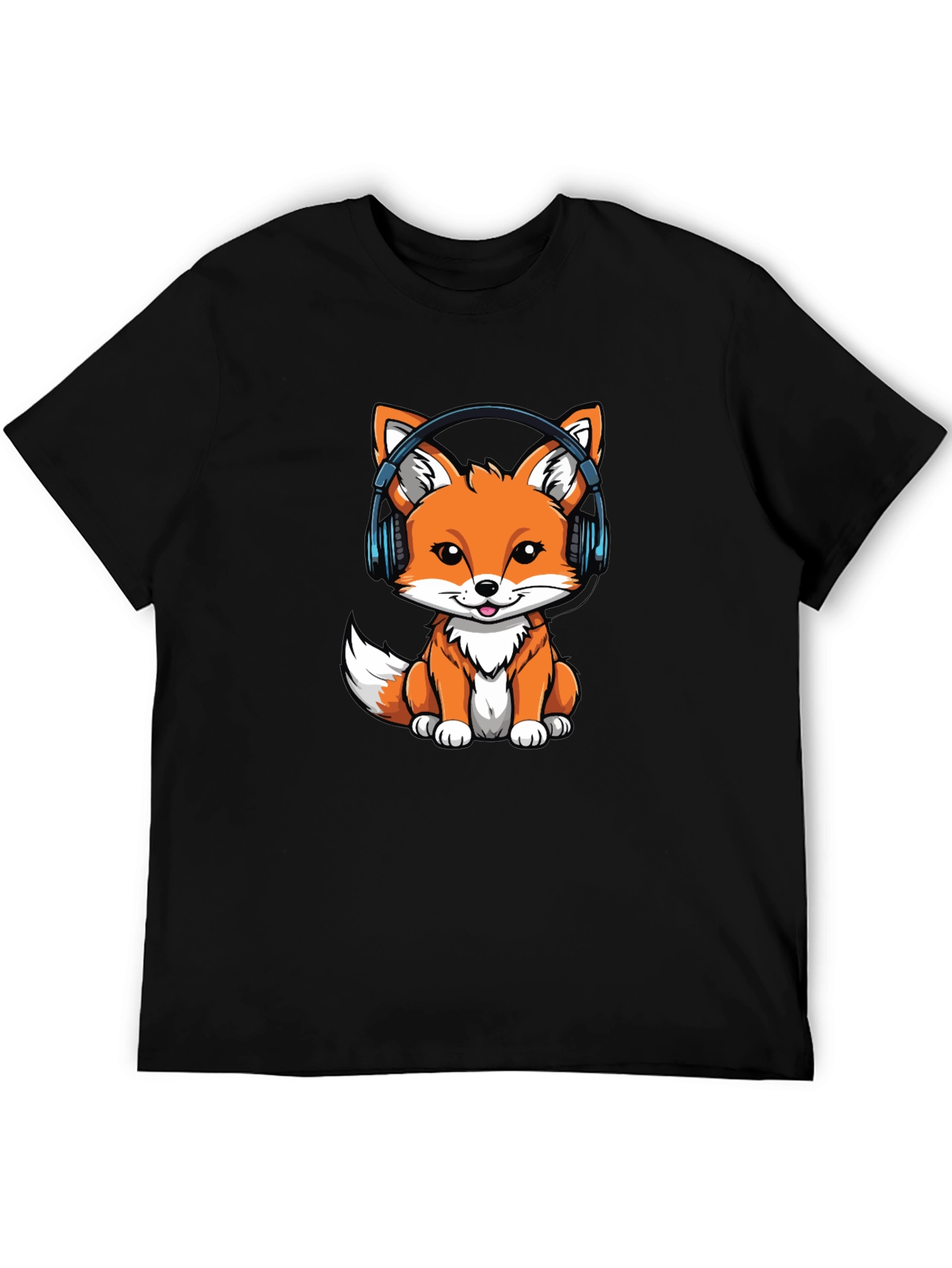 Cute Fox with Headphones Graphic Tee