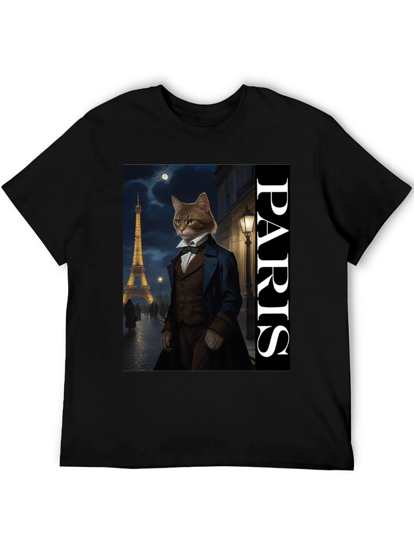 Parisian Cat T-Shirt - Dapper Feline Eiffel Tower