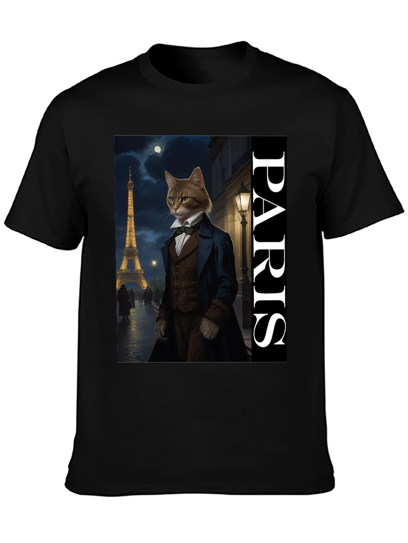 Parisian Cat T-Shirt - Dapper Feline Eiffel Tower