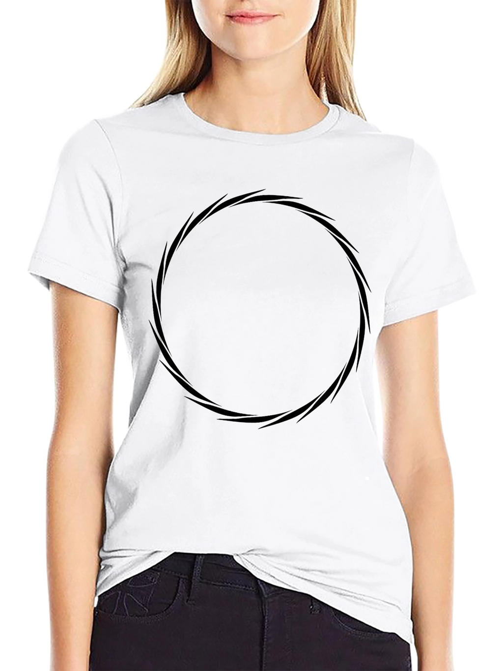 Mens Black T-Shirt with Abstract Circle Design
