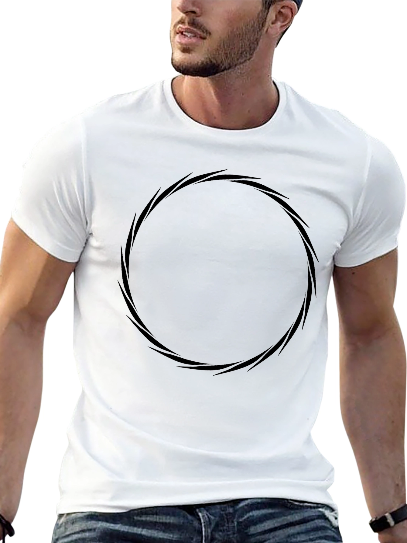 Mens Black T-Shirt with Abstract Circle Design