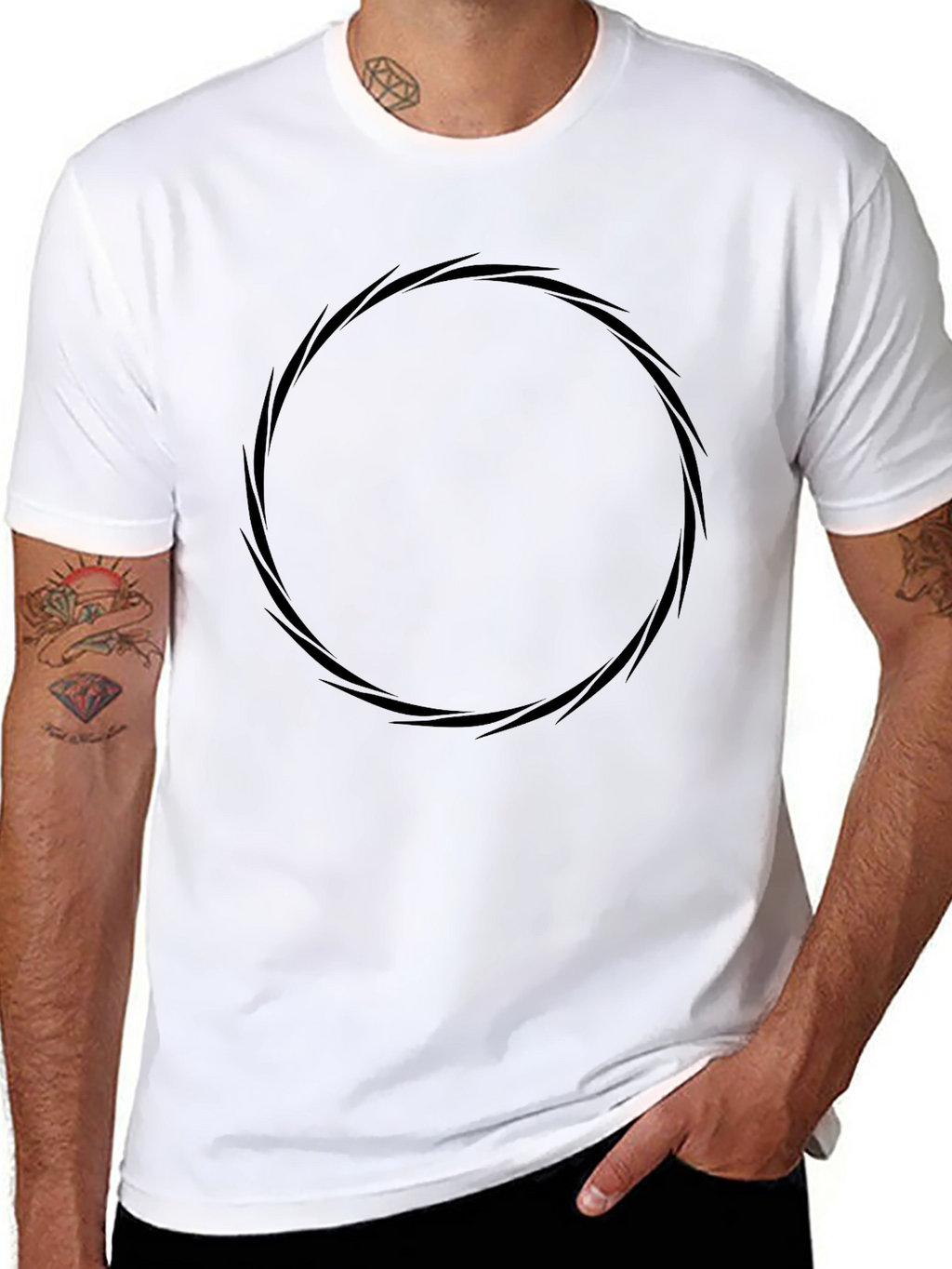 Mens Black T-Shirt with Abstract Circle Design