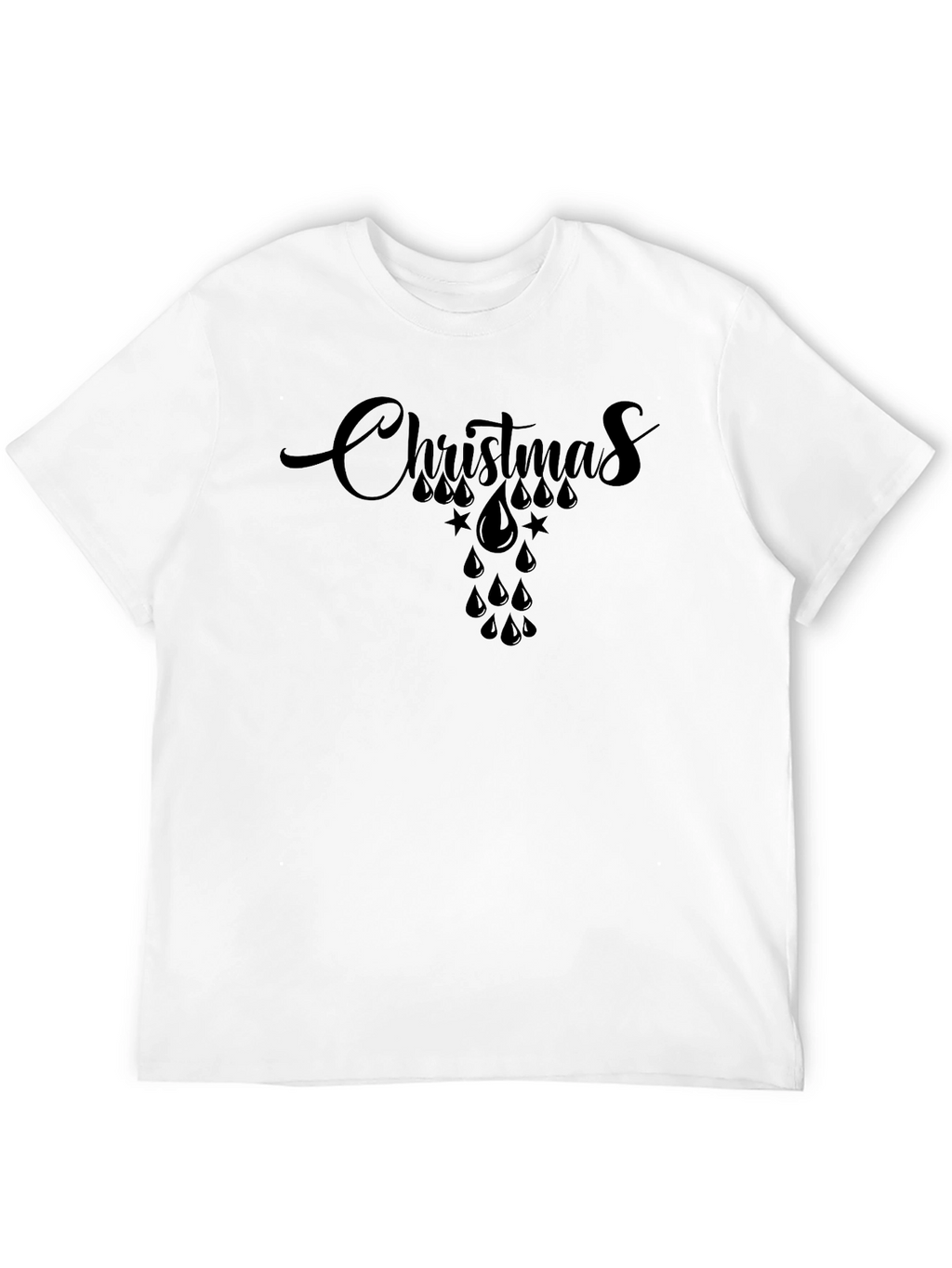 Christmas Raindrop Star Graphic Tee - Black
