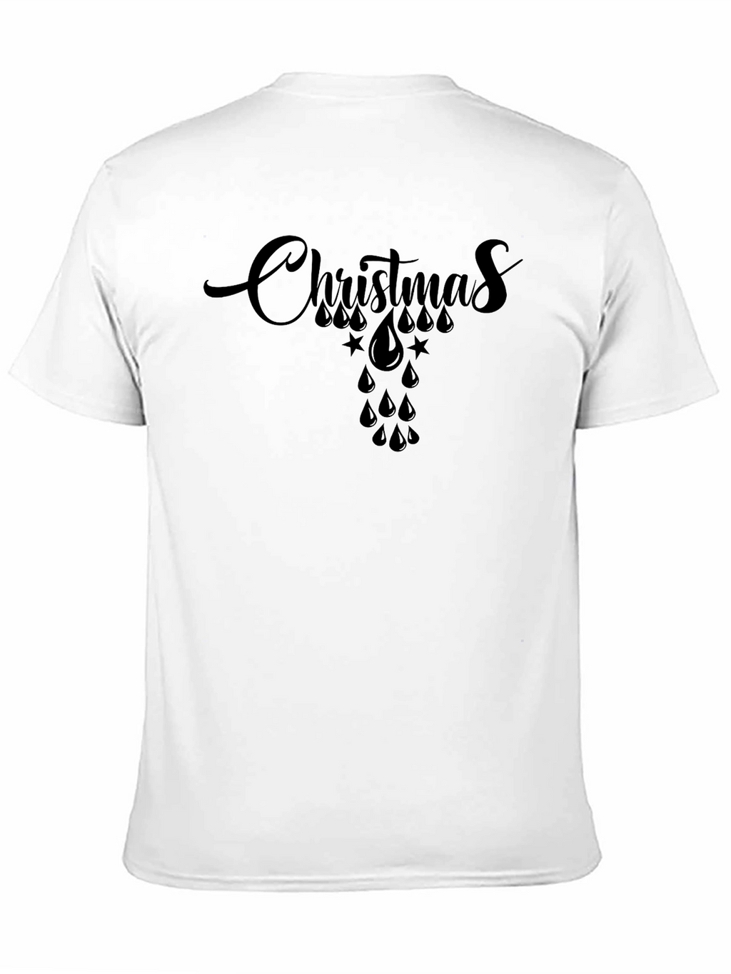Christmas Raindrop Star Graphic Tee - Black