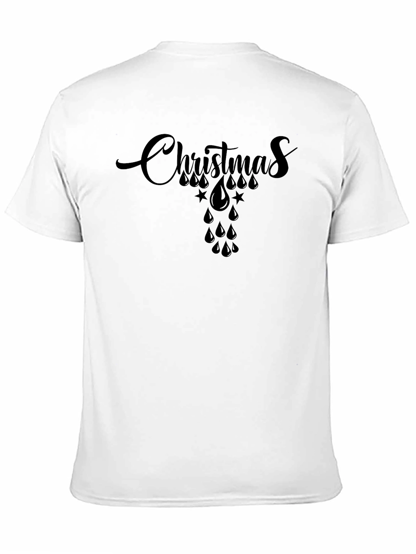 Christmas Raindrop Star Graphic Tee - Black
