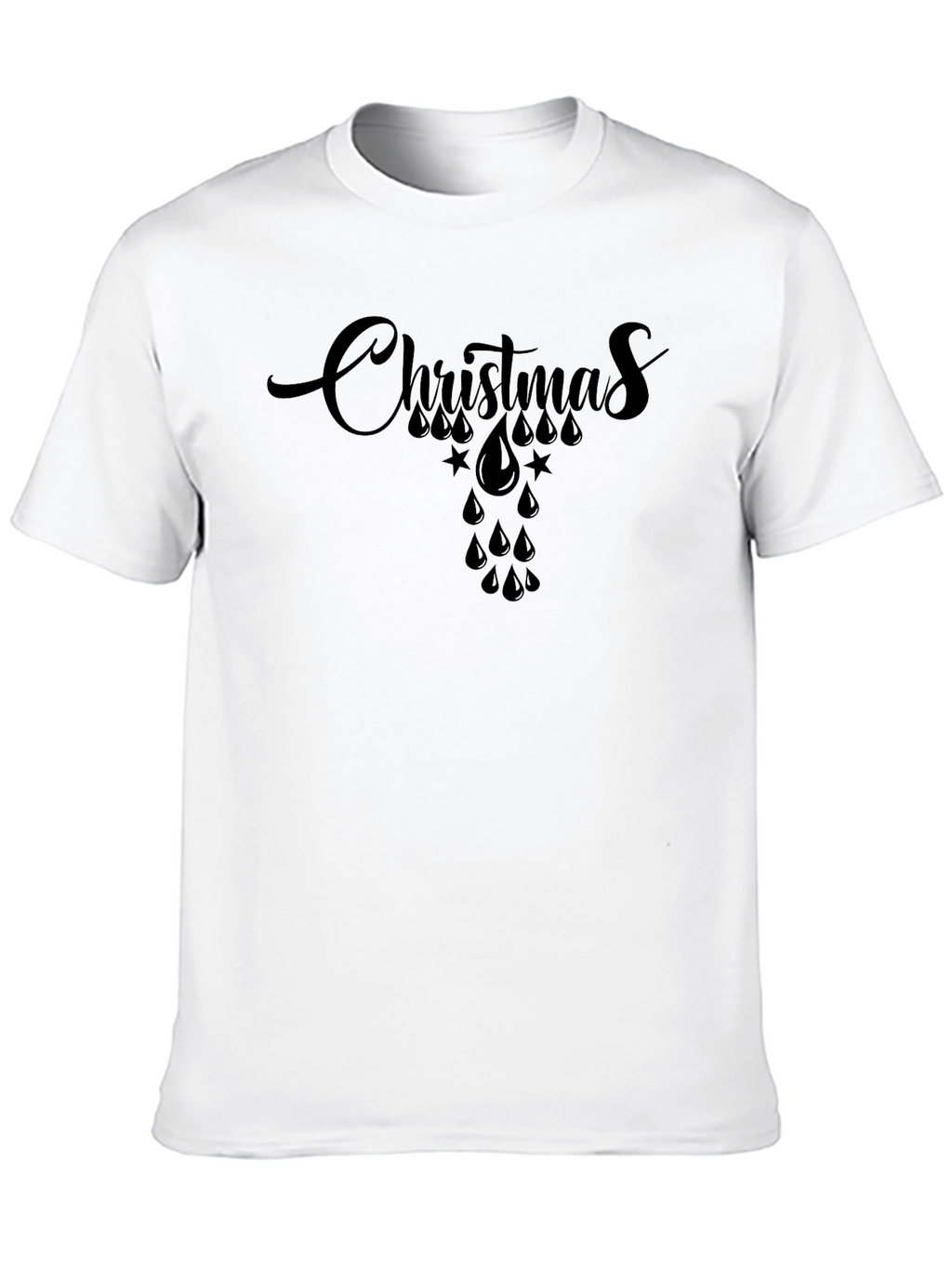 Christmas Raindrop Star Graphic Tee - Black