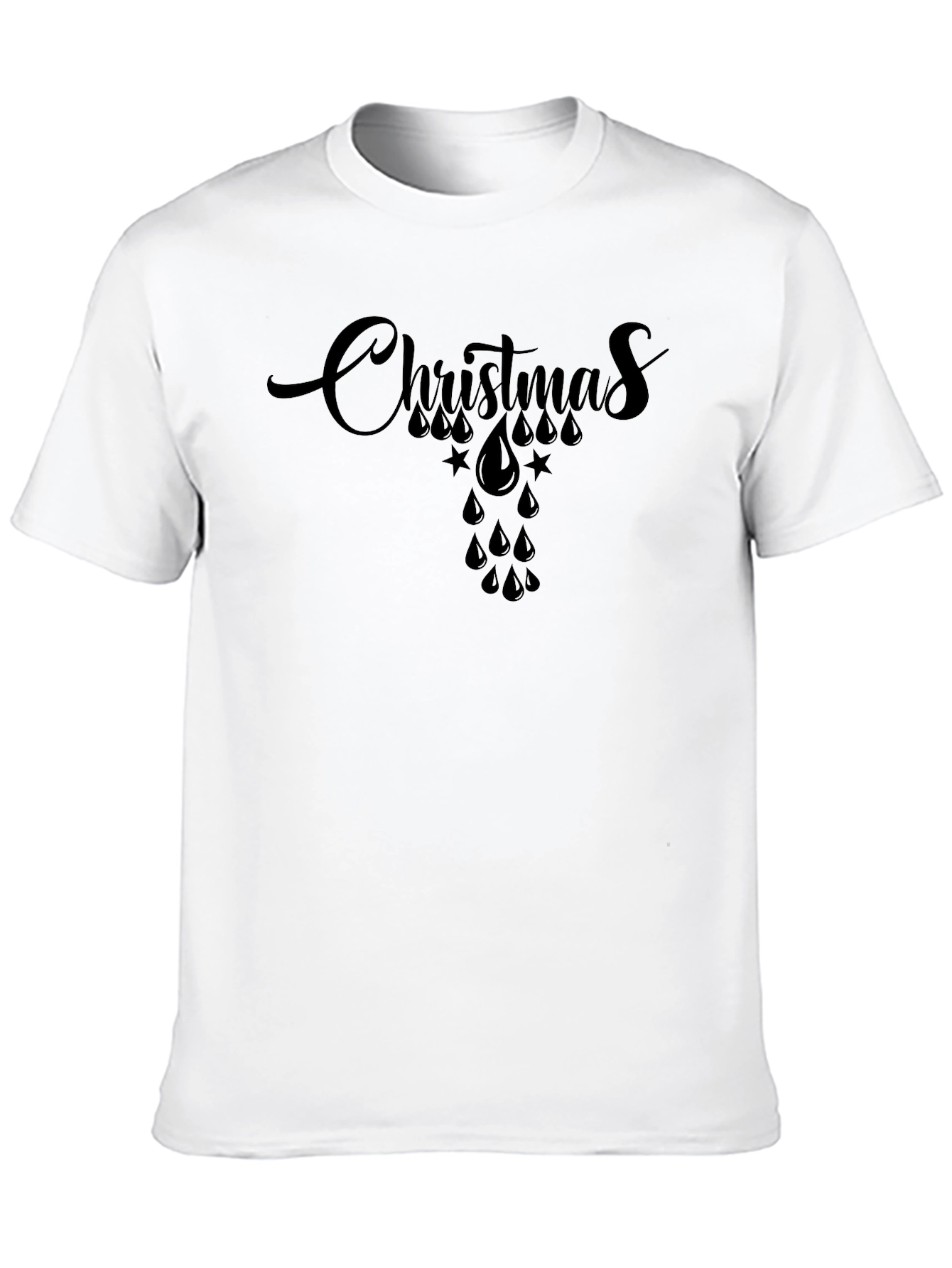 Christmas Raindrop Star Graphic Tee - Black