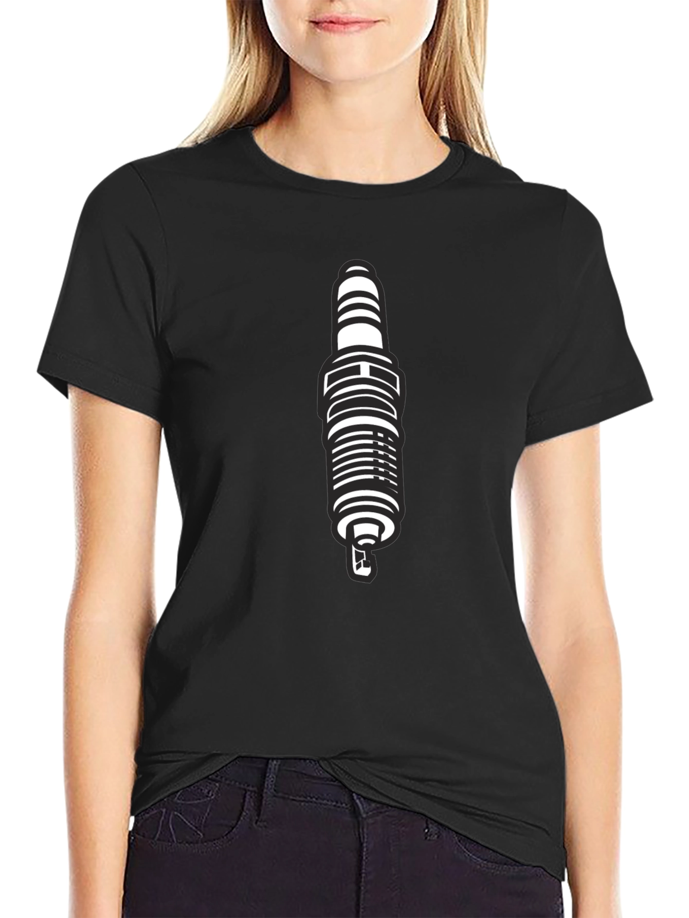 Black Spark Plug Graphic T-Shirt for Men