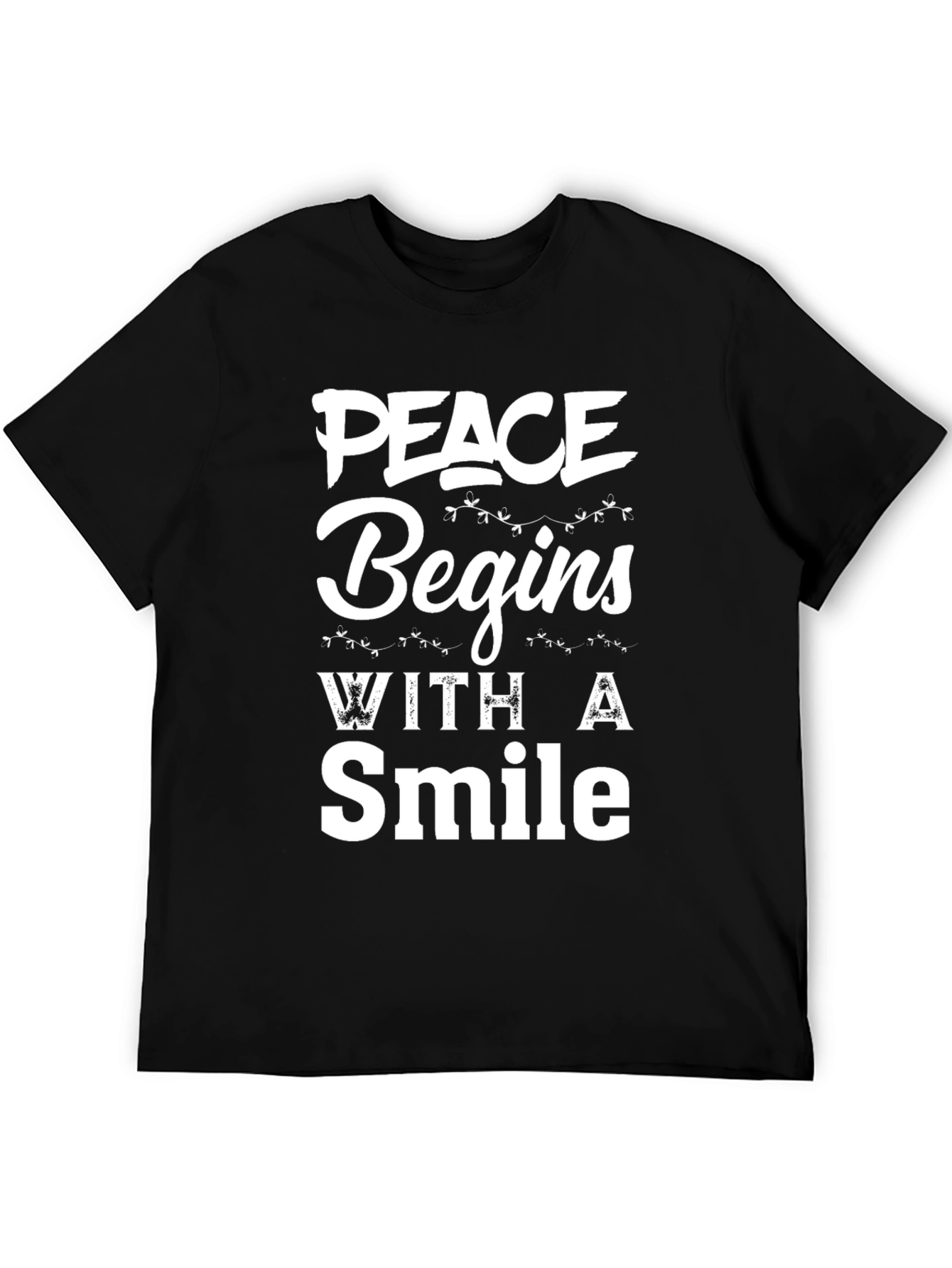 Peace Begins With A Smile Graphic Tee - Black
