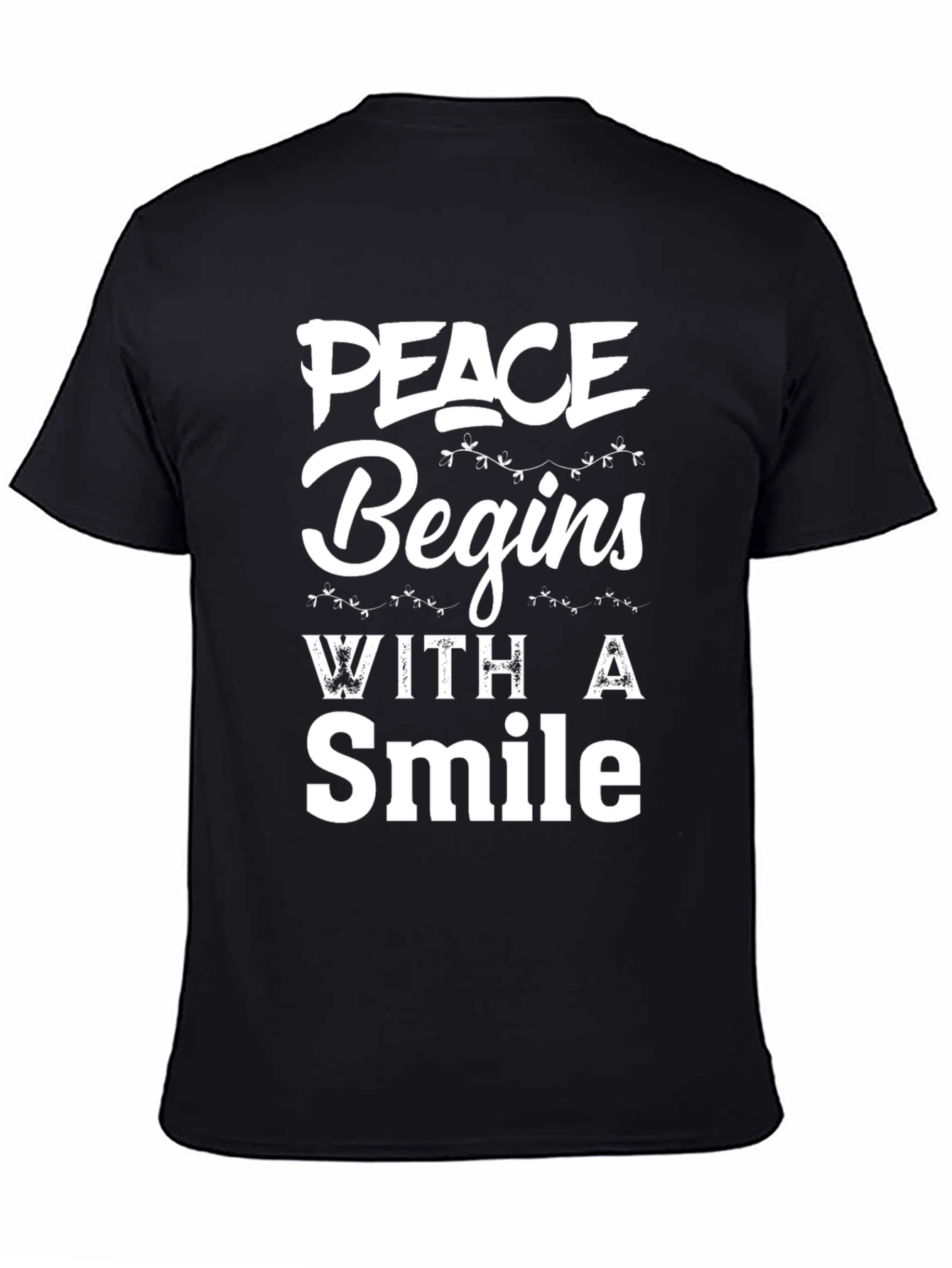 Peace Begins With A Smile Graphic Tee - Black