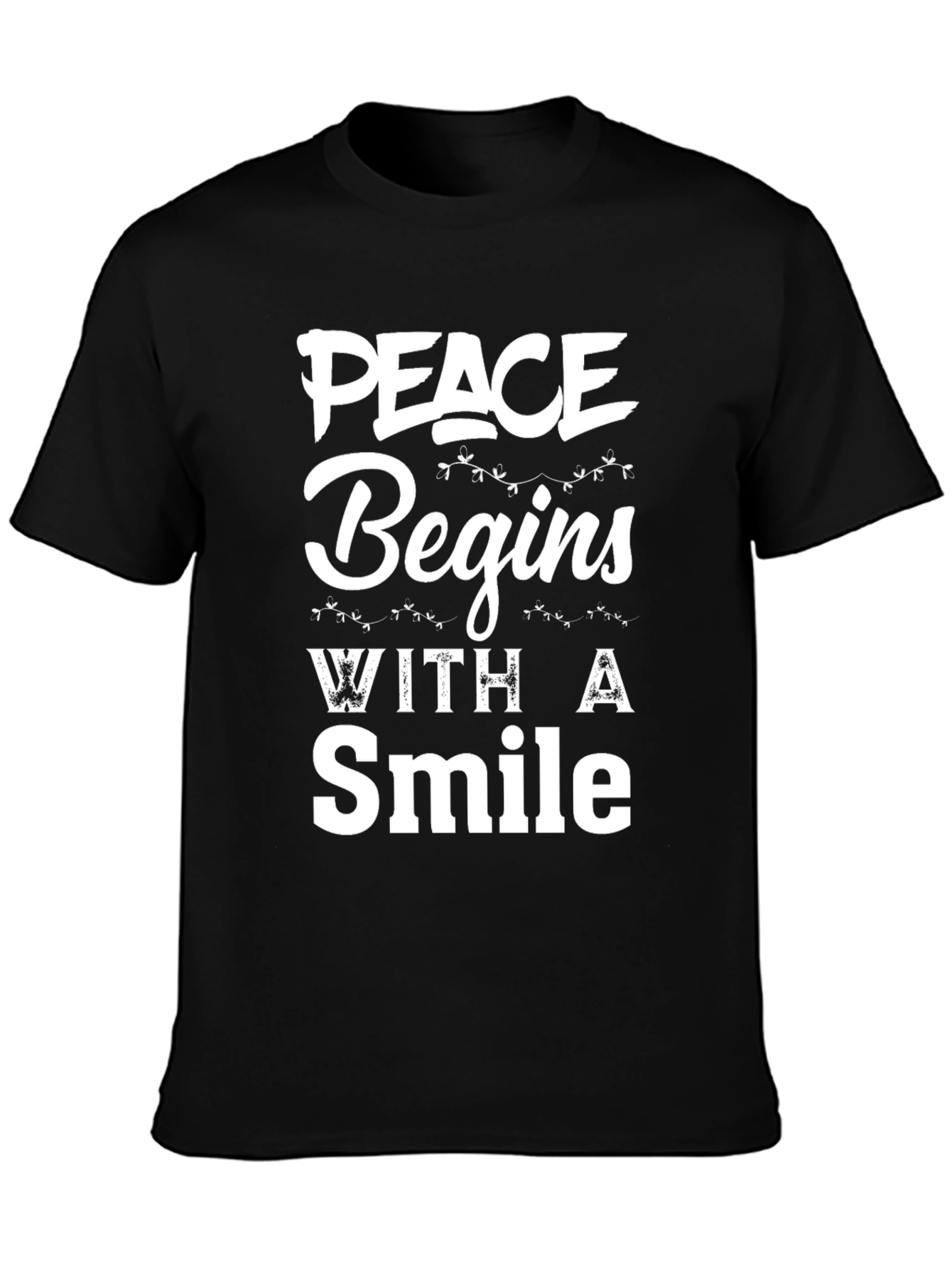 Peace Begins With A Smile Graphic Tee - Black
