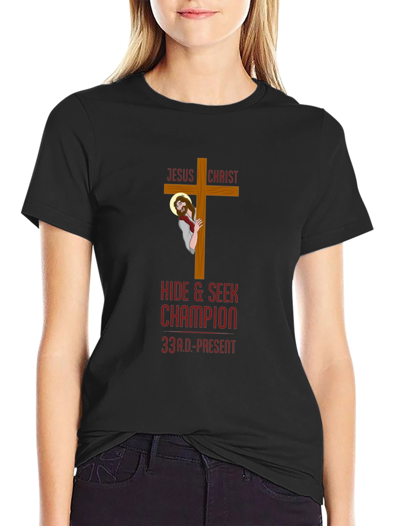 Jesus Christ Hide & Seek Champion Black T-Shirt