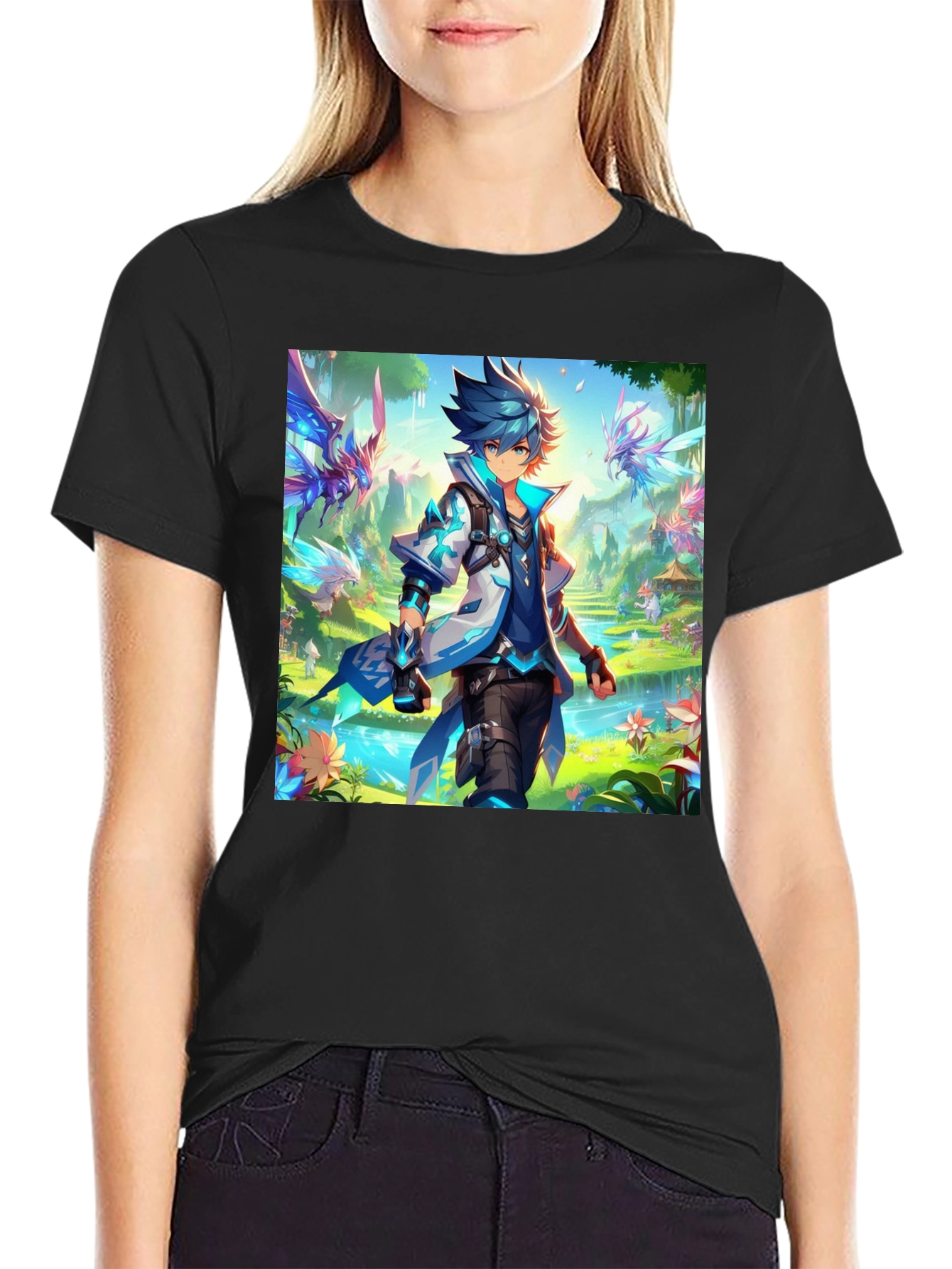 Anime Character Graphic Black T-Shirt