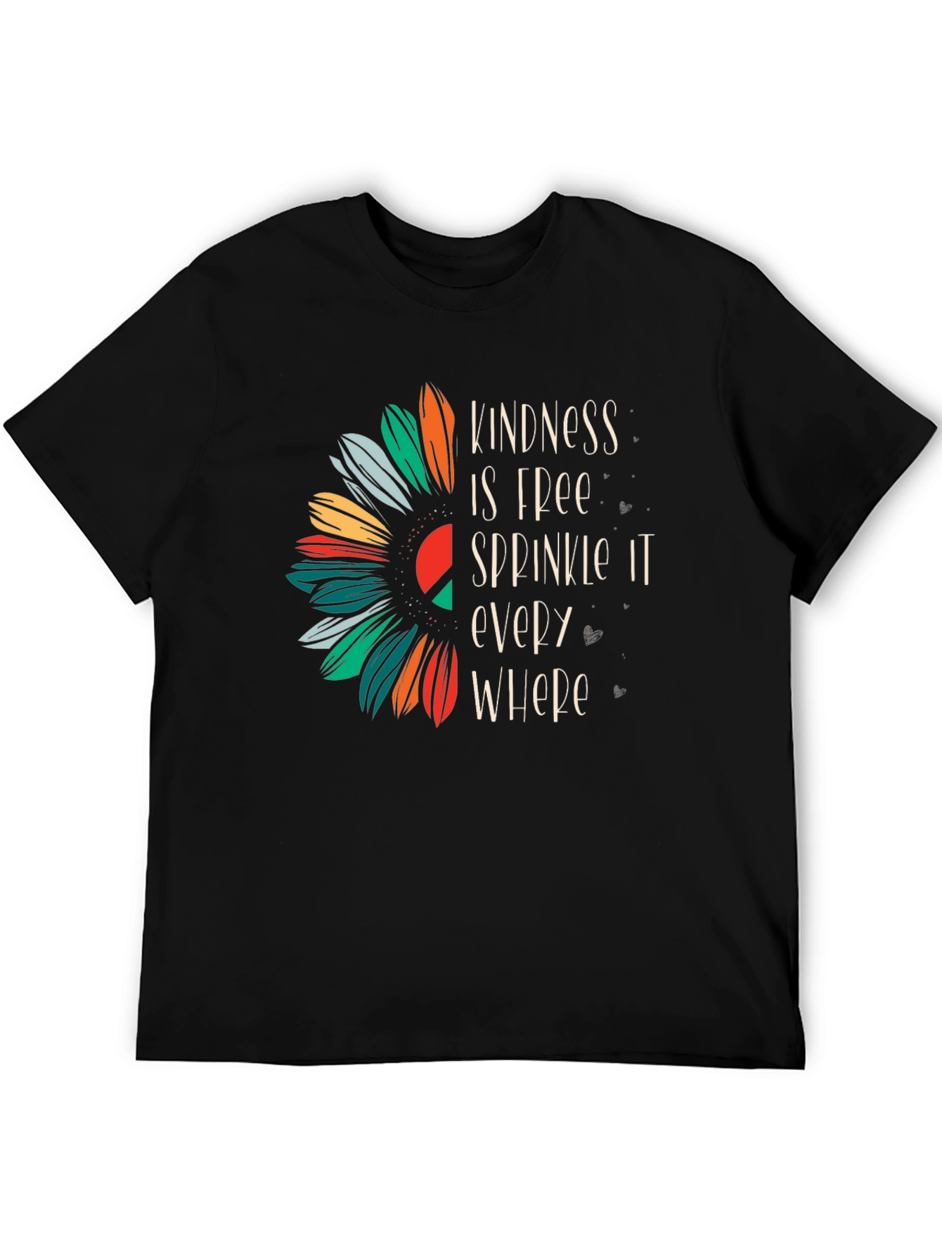 Kindness Sunflower Graphic Tee - Unisex Black T-Shirt
