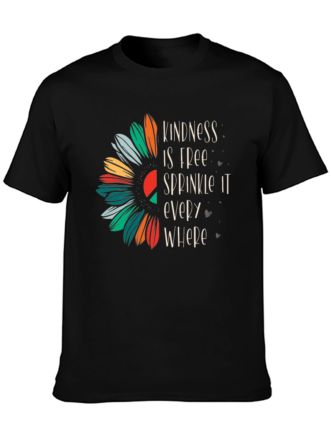 Kindness Sunflower Graphic Tee - Unisex Black T-Shirt