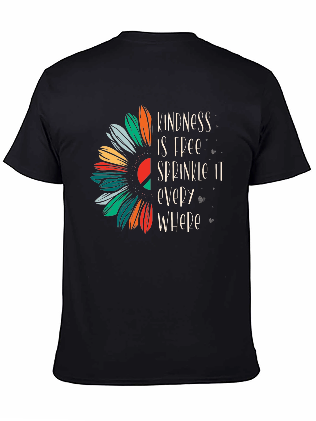 Kindness Sunflower Graphic Tee - Unisex Black T-Shirt