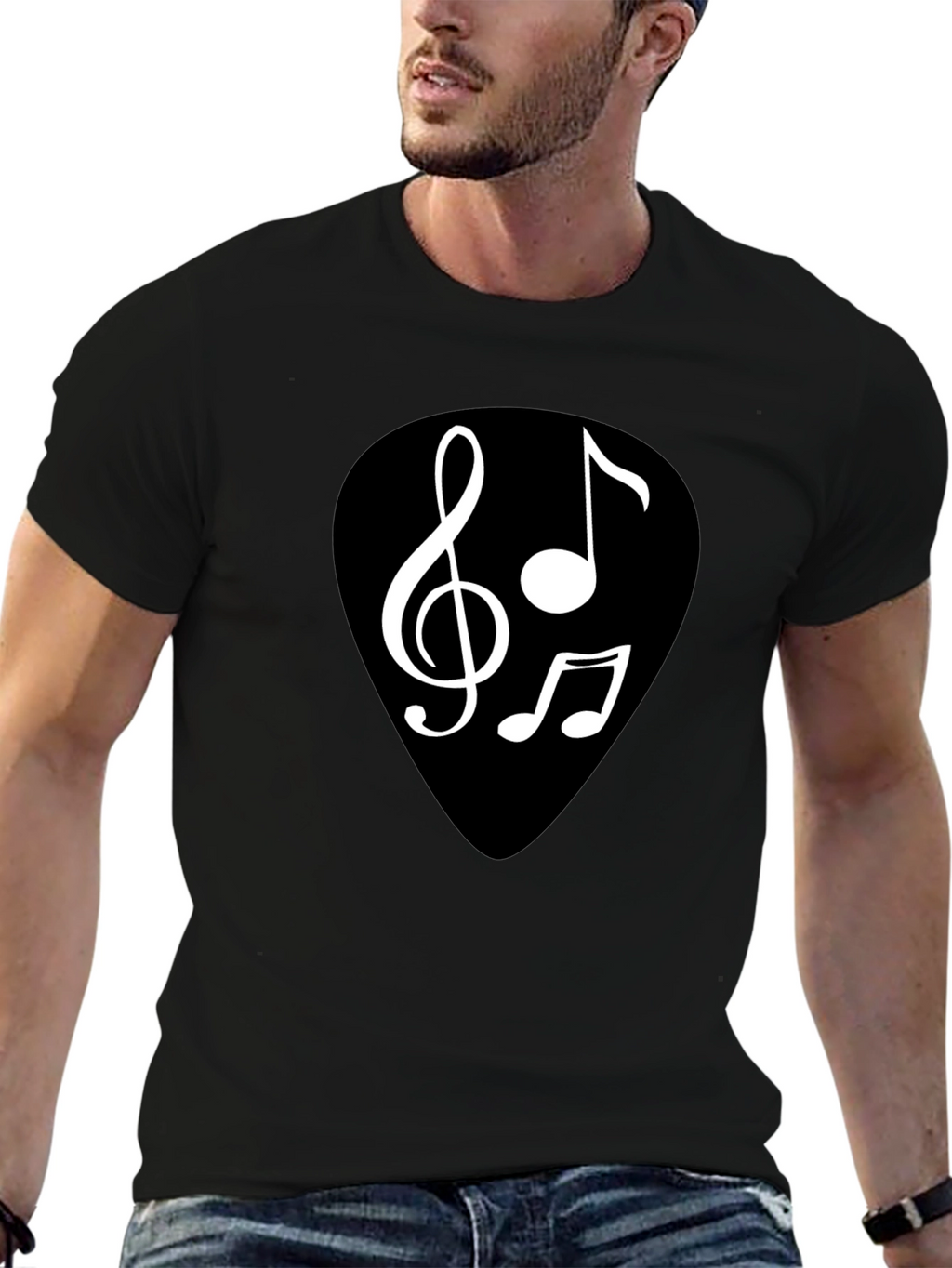 Music Note Graphic Black T-Shirt