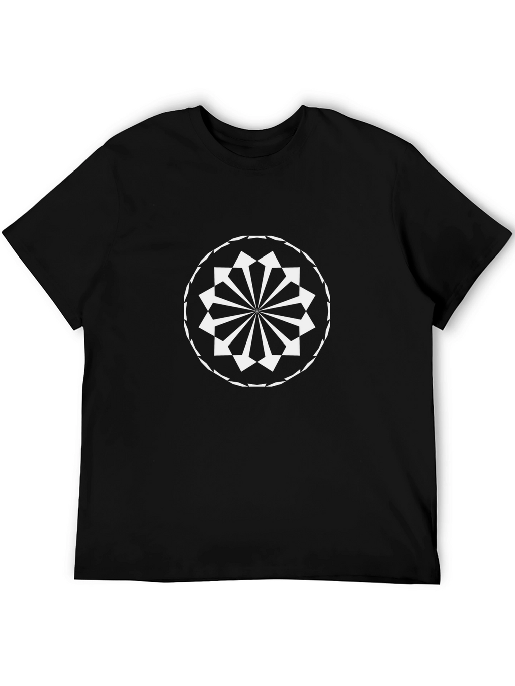Geometric Mandala Graphic Tee - Black