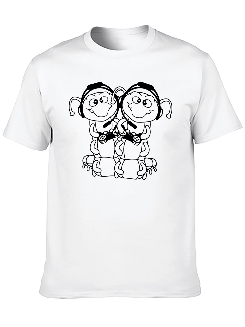 Gamer Bug Black T-Shirt - Cartoon Style