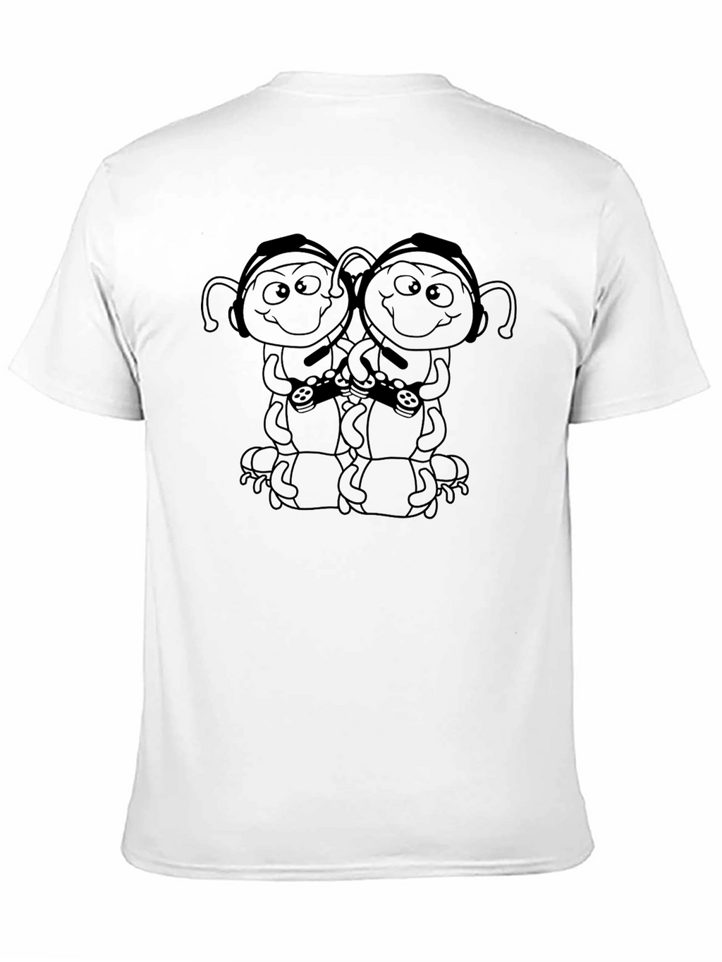 Gamer Bug Black T-Shirt - Cartoon Style