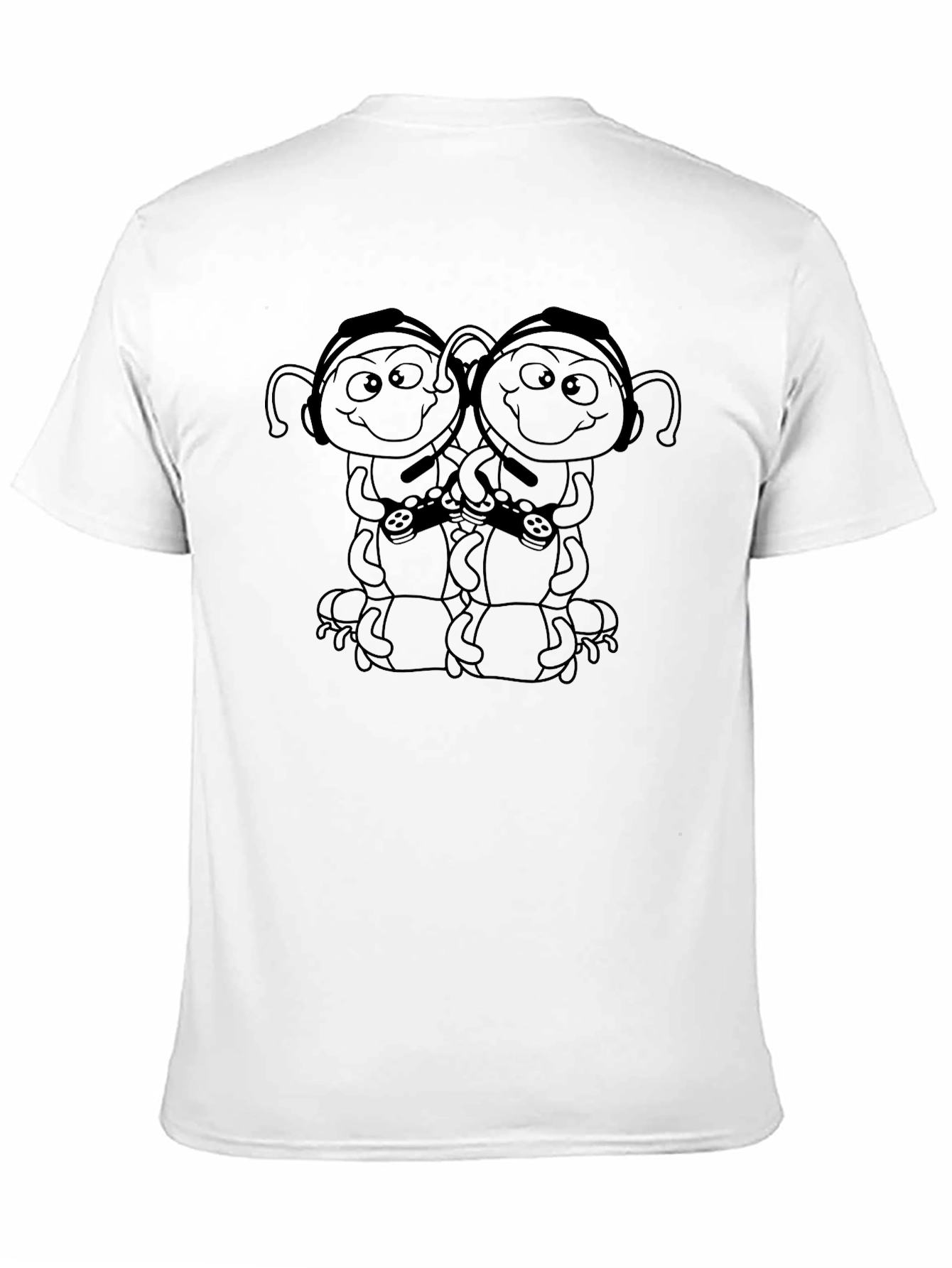Gamer Bug Black T-Shirt - Cartoon Style