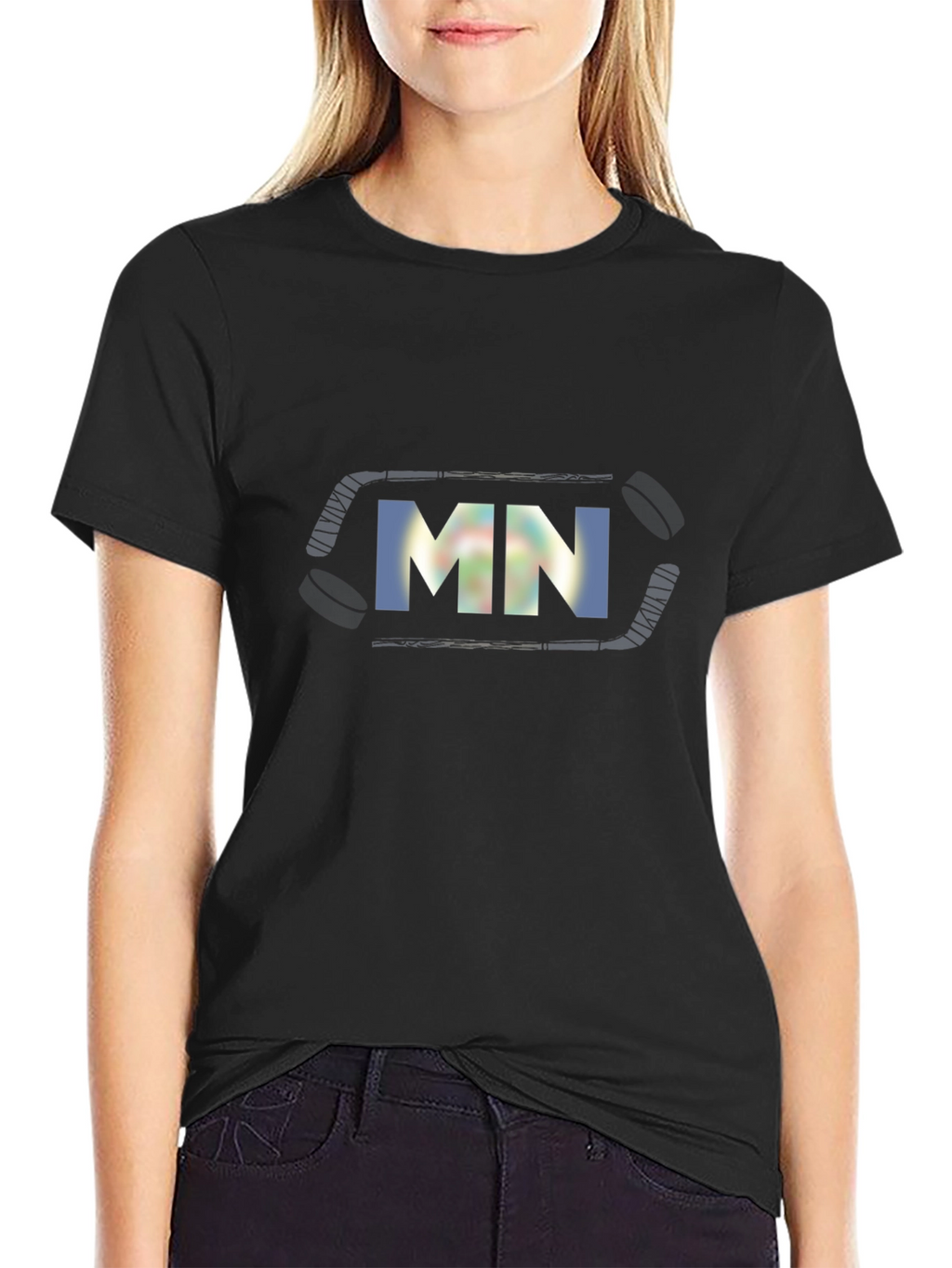MN Hockey Stick Graphic Black T-Shirt