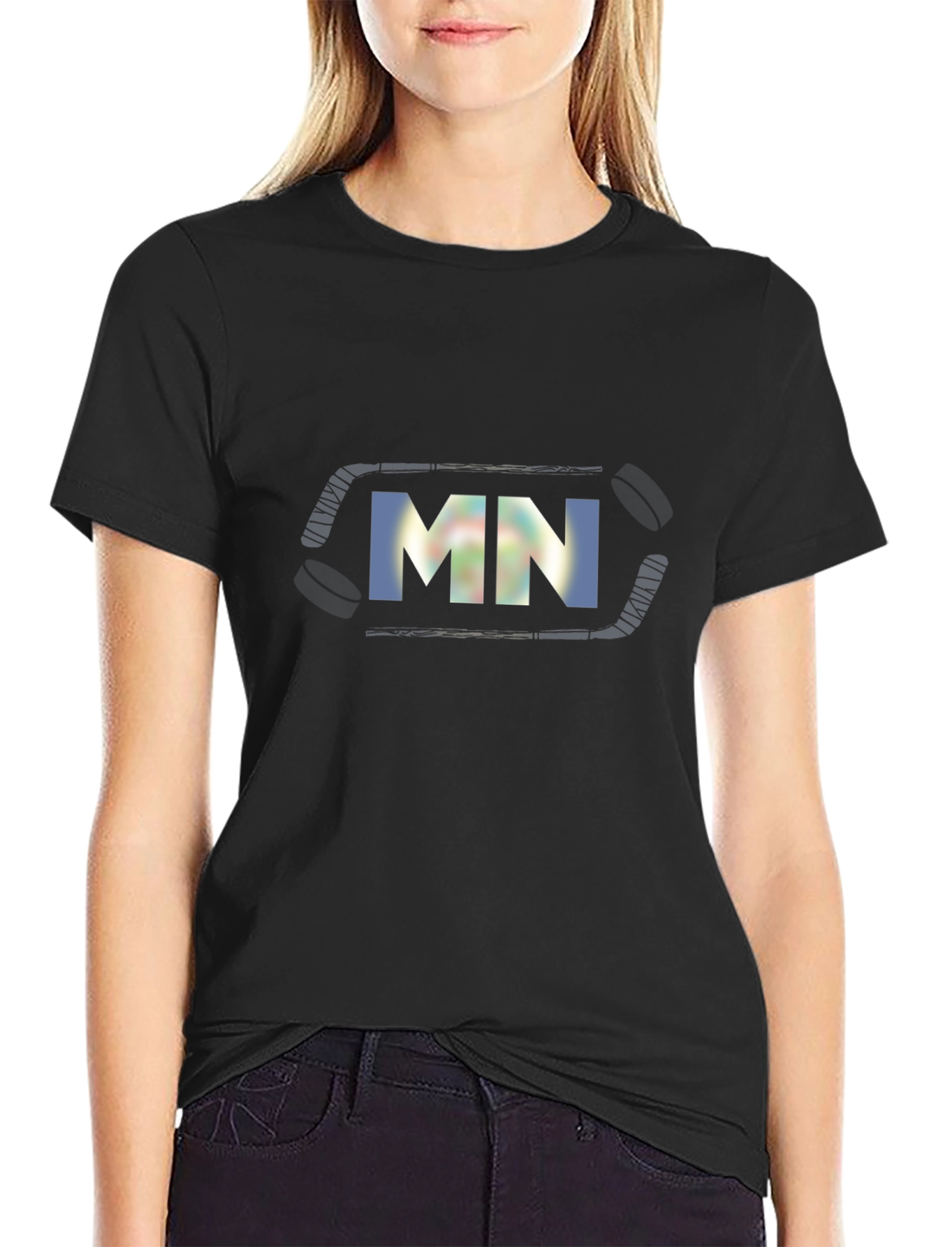 MN Hockey Stick Graphic Black T-Shirt