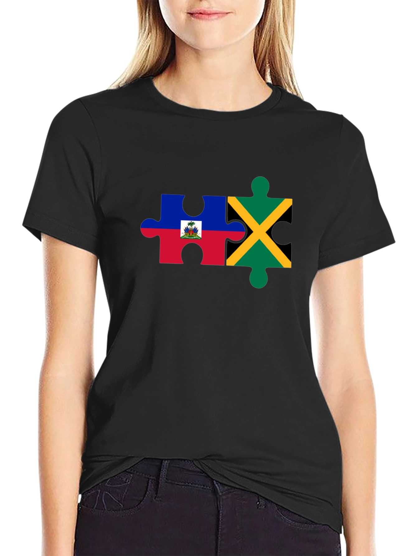 Haiti Jamaica Puzzle Piece Graphic Tee